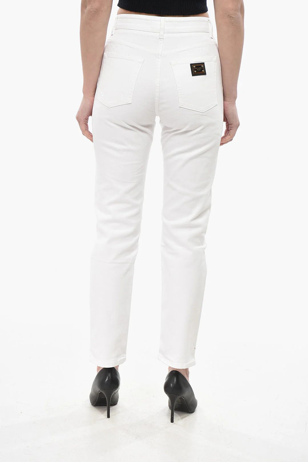 Dolce & Gabbana og1mm0426 Distressed Cotton Skinny-Fit Jeans in White Size 28" / US 6 / IT 42 - 2 Thumbnail
