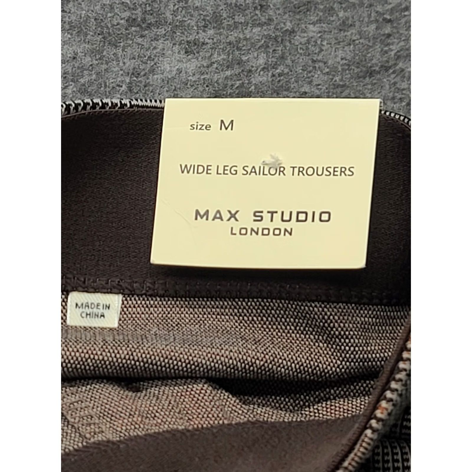 Vintage MAX STUDIO London Pants Womens M 28x30 Wide Leg High Rise Gray Polyester Rayon Spandex Geometric NWT Mens? Size 32" / US 10 / IT 46 - 2 Thumbnail