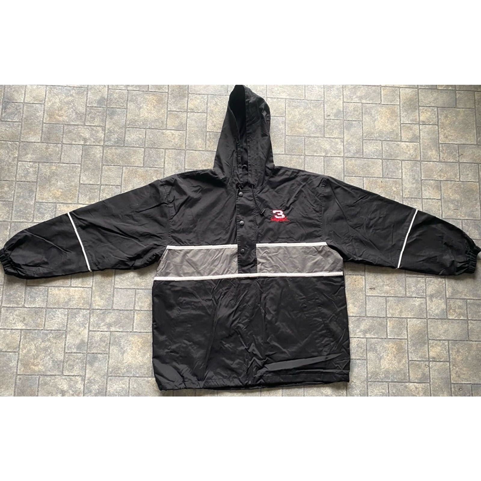 Chase Authentics VTG Chase Authentics MENS XL Dale Earnhardt Hooded Lined Pullover Windbreaker Black Gray Jacket Men XL Size US XL / EU 56 / 4 - 2 Thumbnail