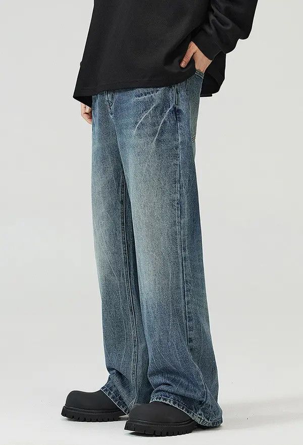 Japanese Brand Lightning Pattern Vintage Wash Straight Bootcut Jeans Size US 32 / EU 48 - 8 Thumbnail