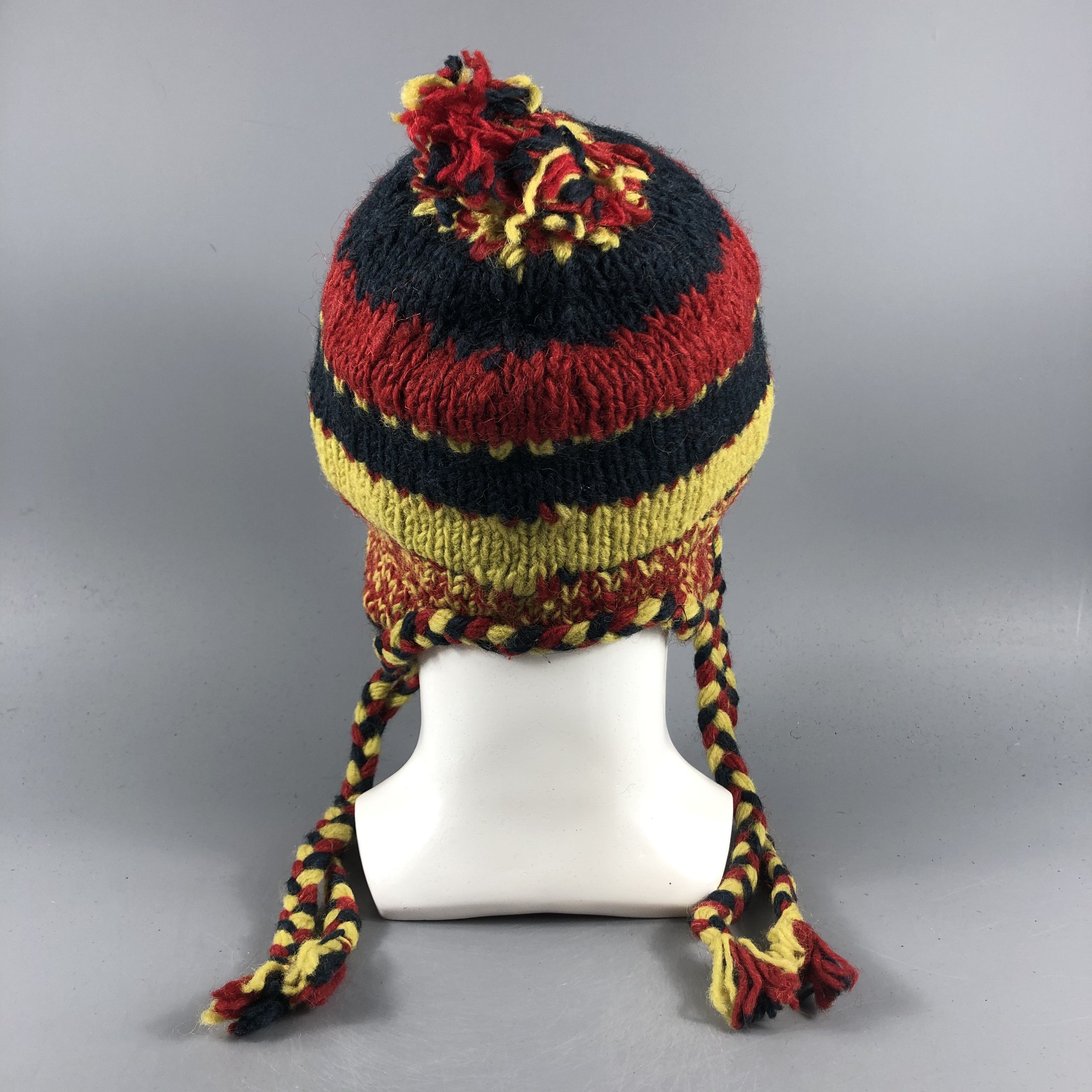 Japanese Brand × Vintage Unknown Stripe Ear Flap Hat Beanie Snow Hat Snow Cap -D181 Size ONE SIZE - 3 Thumbnail