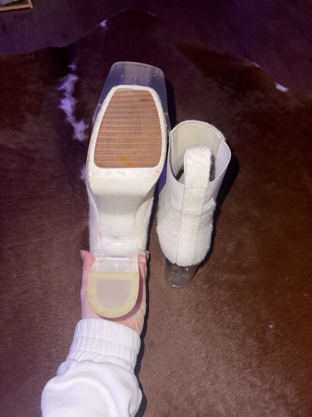 Rick Owens Rick Owen’s White Pony Kiss Boots SS20 Size US 7 / EU 40 - 3 Thumbnail