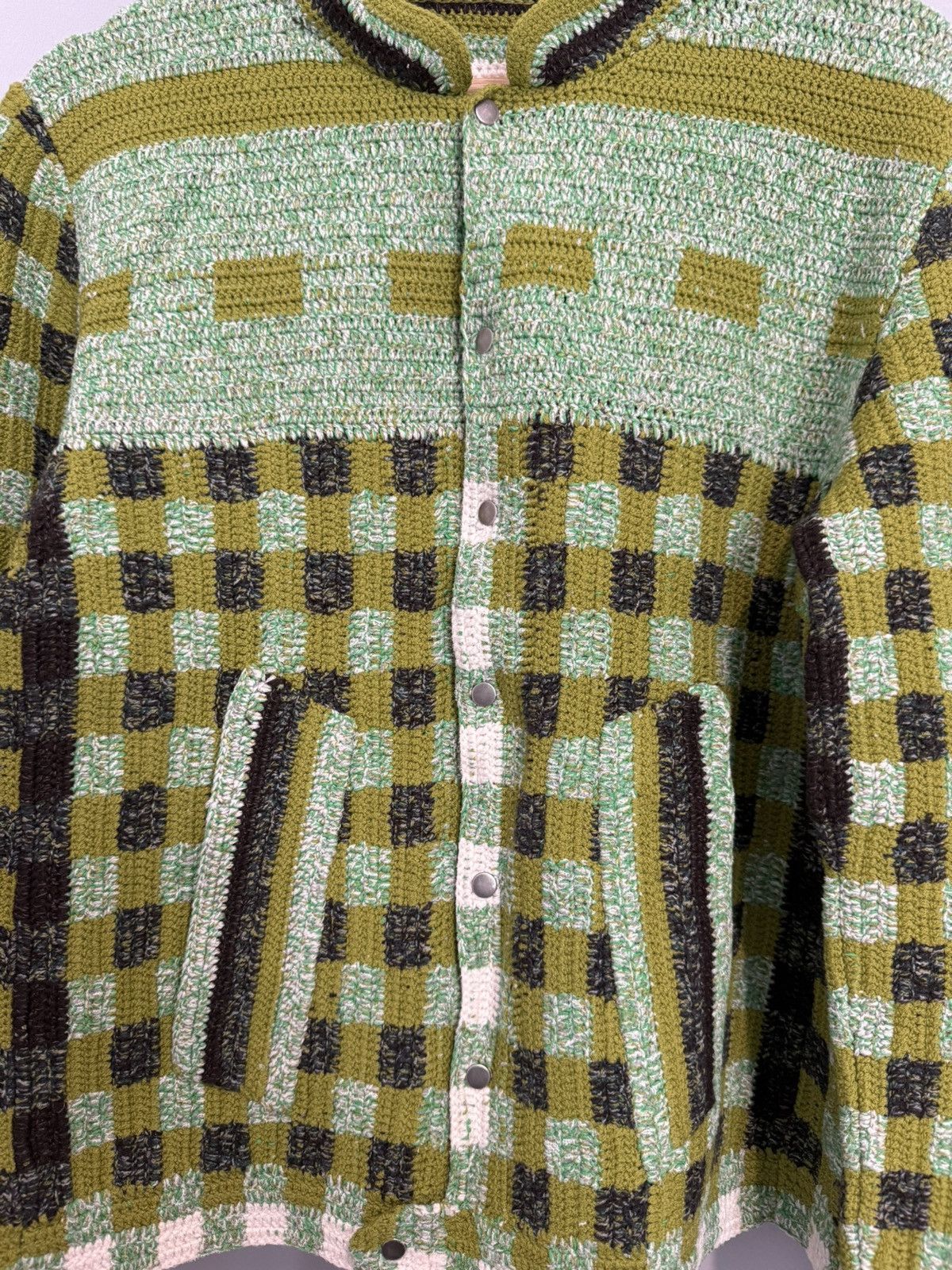 Judy Turner SAMPLE Hand Crochet Checkerboard Jacket Size US M / EU 48-50 / 2 - 2 Thumbnail