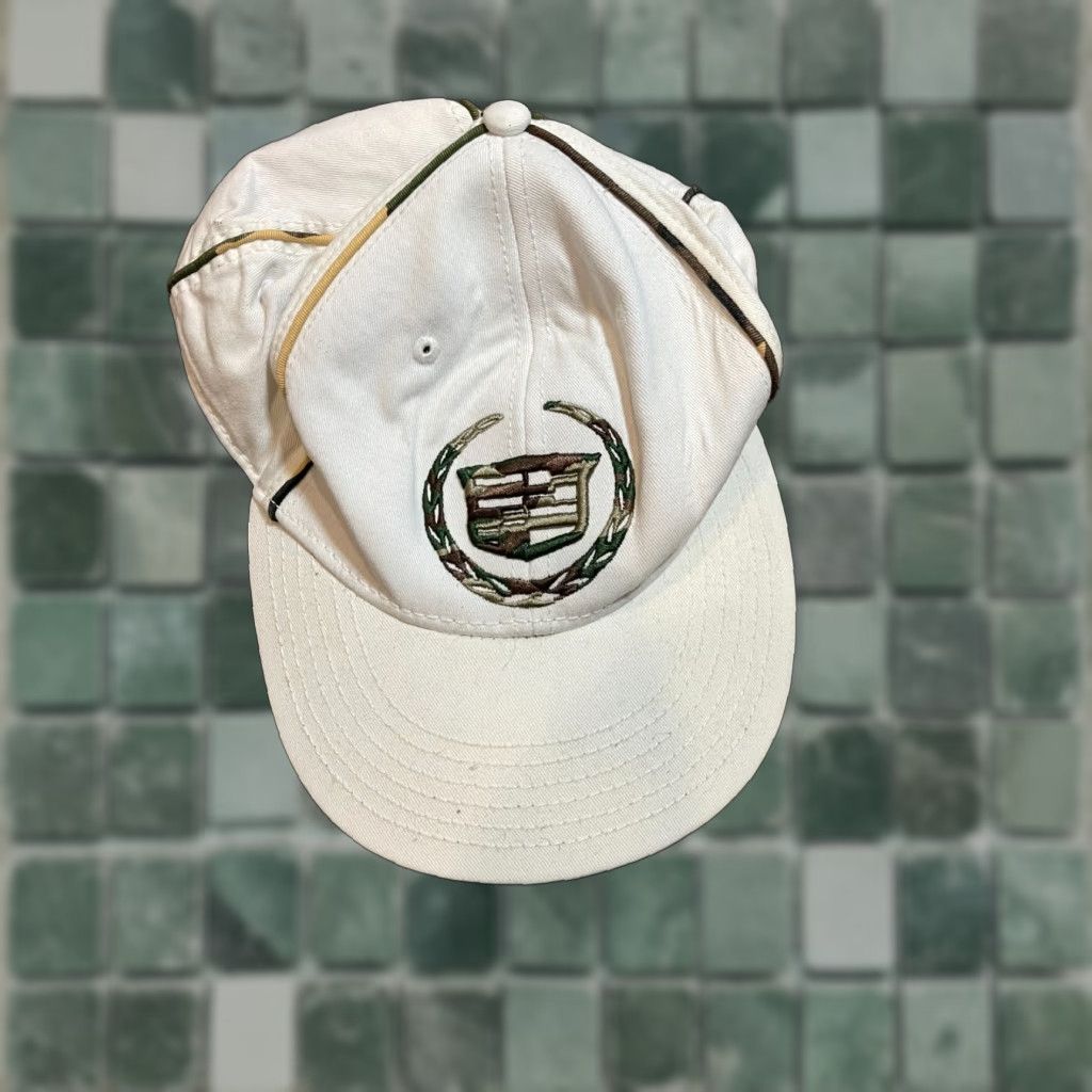 Logo 7 VINTAGE CADILLAC Logo Cap Hat GM White Adult Camouflage Baseball Cap Adjustab le Men Size US 35 - 1 Thumbnail