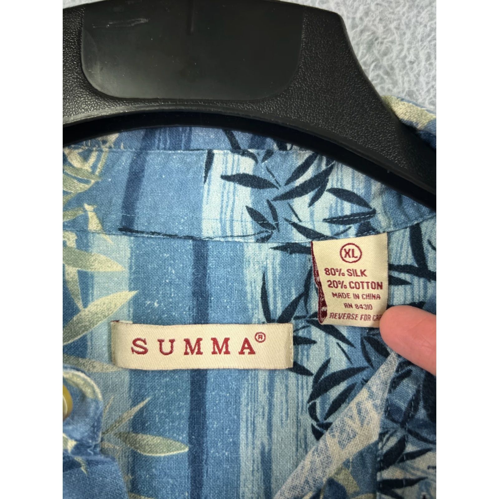 Vintage Summa Shirt Men XL Blue Palm Tree Silk Blend Short Sleeve Hawaiian Button-Up Casual Size US XL / EU 56 / 4 - 3 Thumbnail