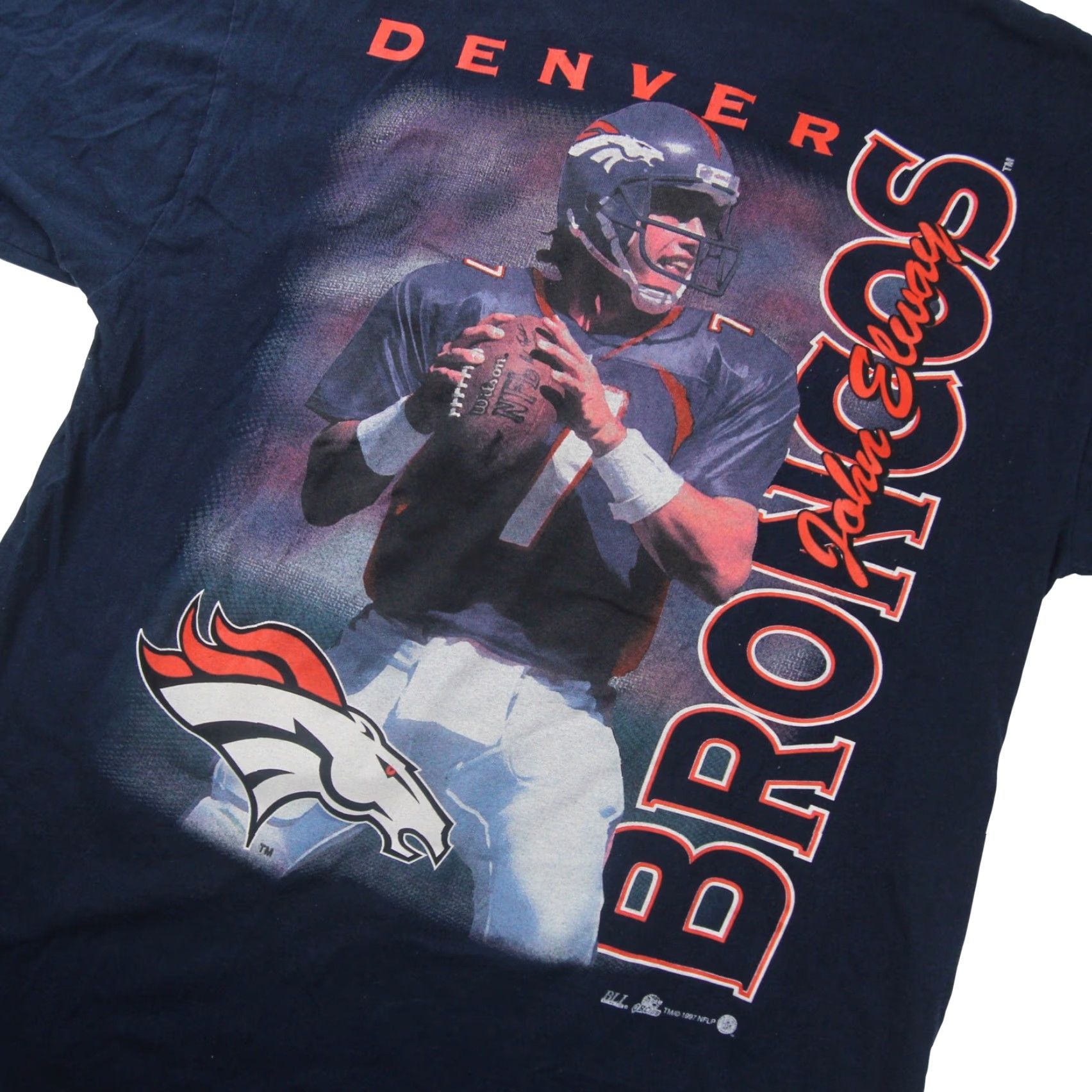 Vintage VINTAGE Denver Broncos John Elway Mens Medium Graphic T Shirt Blue Size US M / EU 48-50 / 2 - 7 Thumbnail