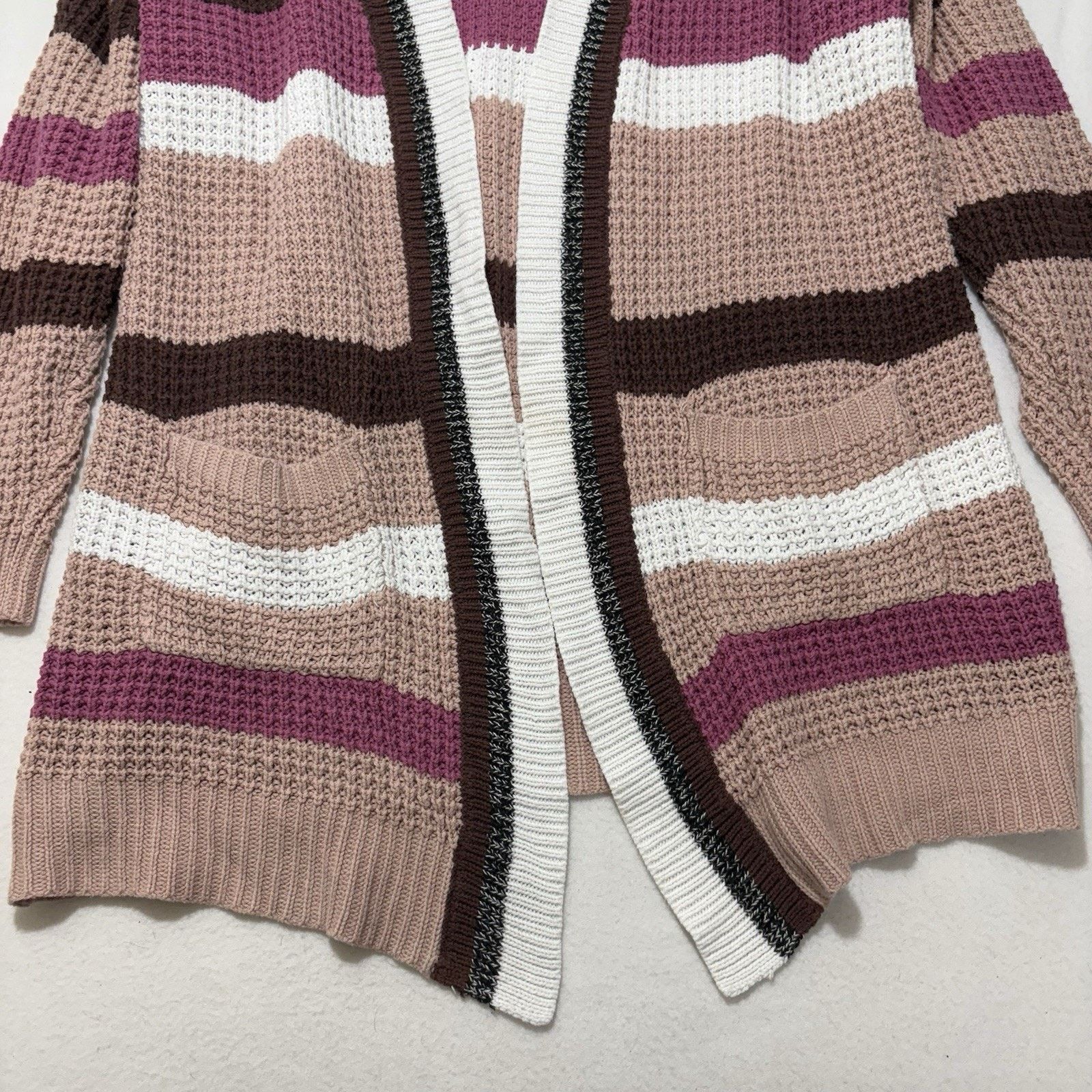 Other Torrid 1X Boyfriend Cardigan Open Front Sweater Pink Striped Size XL / US 12-14 / IT 48-50 - 7 Thumbnail