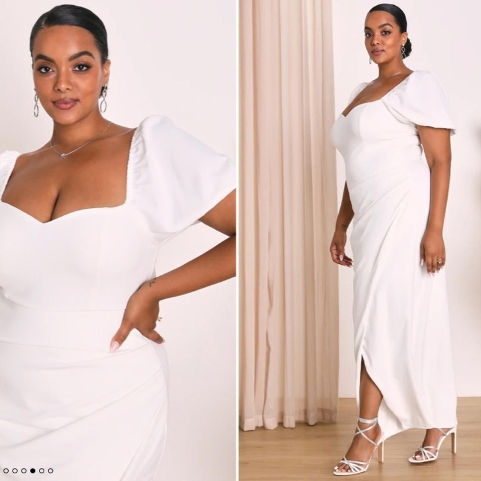 Lulus LULUS Bridal Wedding Chic Modern Sexy Sweetheart Puff Sleeve Size M / US 6-8 / IT 42-44 - 3 Thumbnail