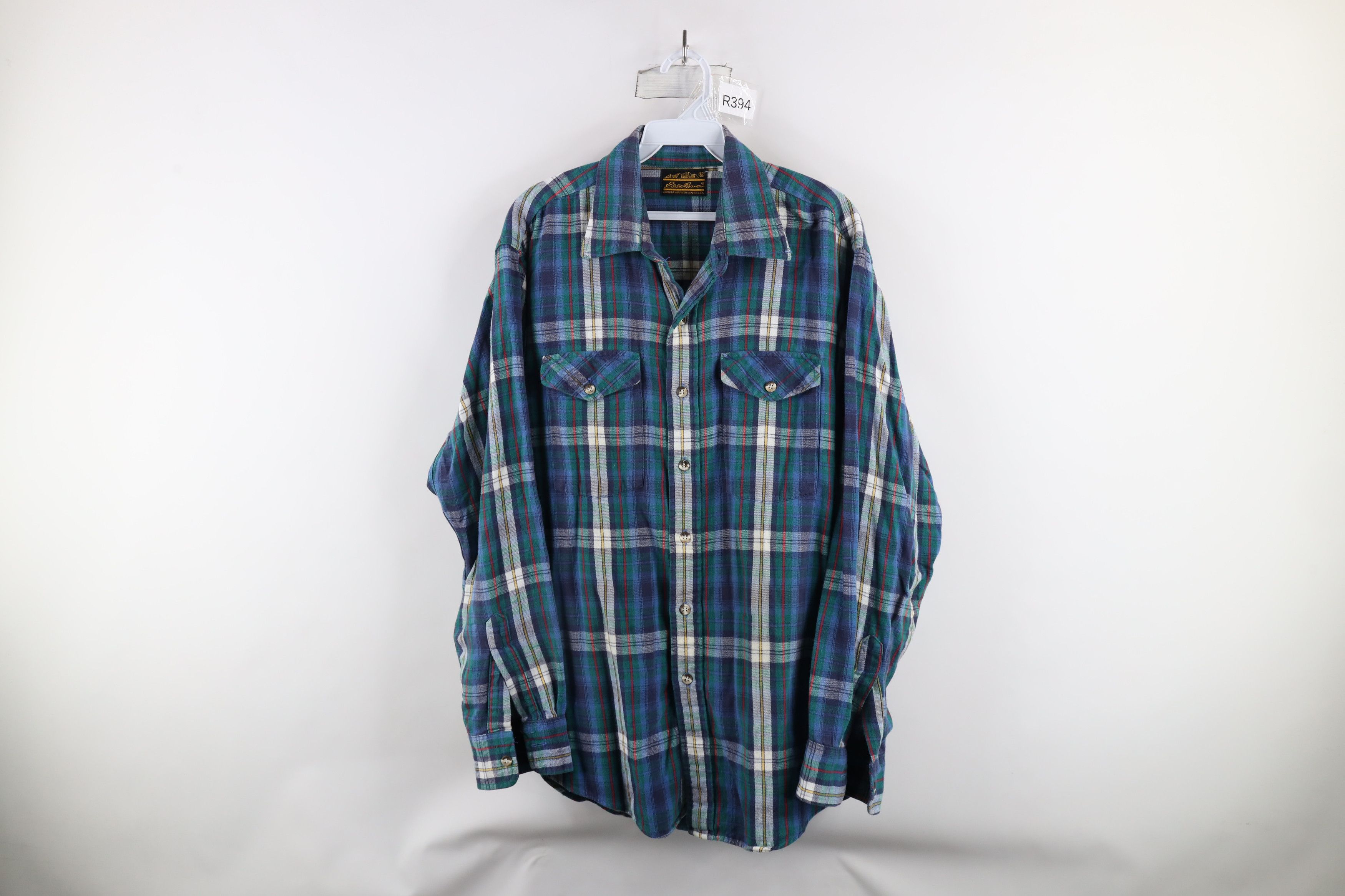 Eddie Bauer × Vintage Vintage 90s Eddie Bauer Flannel Collared Button Shirt USA Size US L / EU 52-54 / 3 - 1 Thumbnail