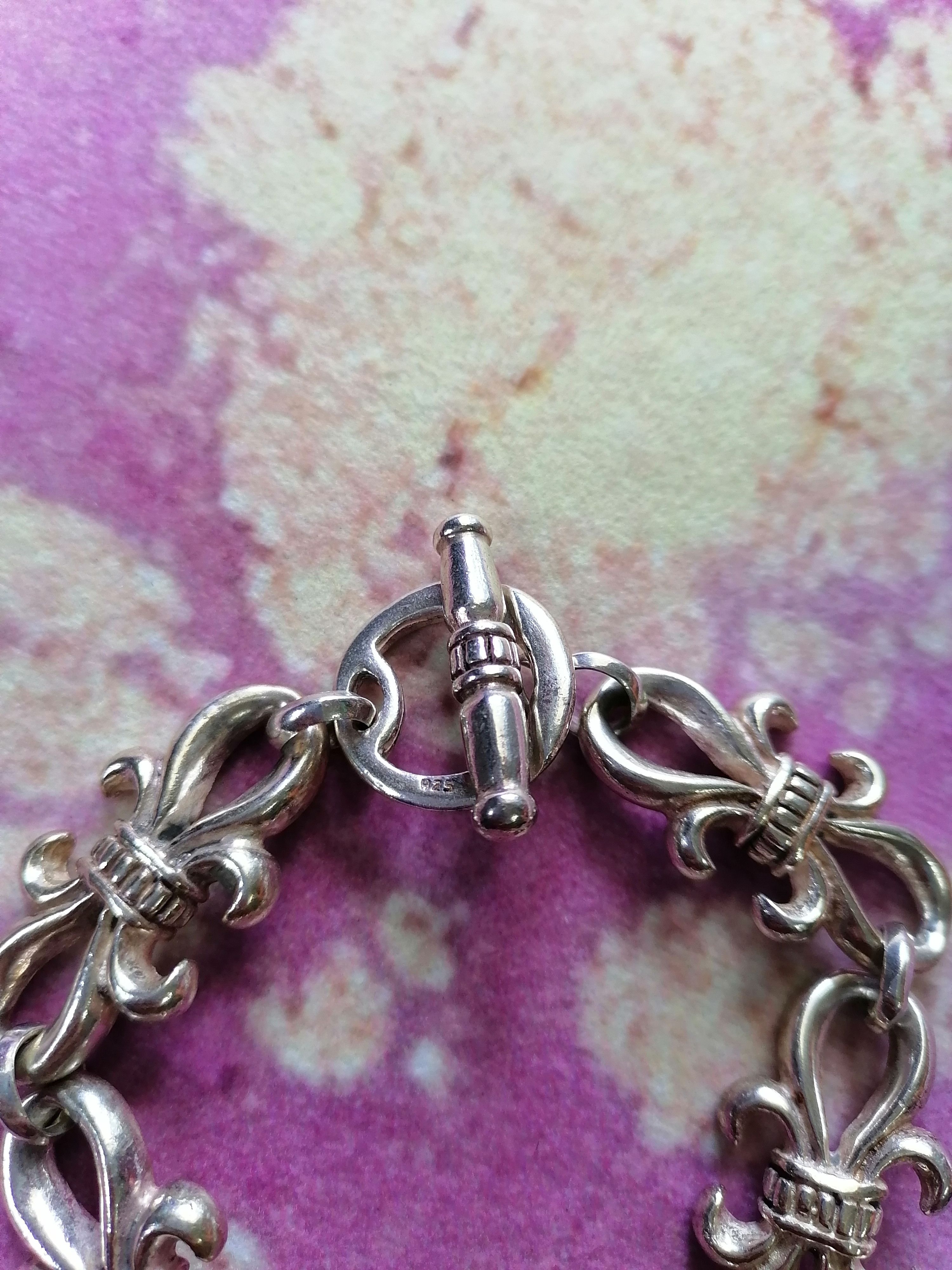 Handmade 925 Silver Fleur De Lys ICONIC CH Bracelet Size ONE SIZE - 2 Thumbnail