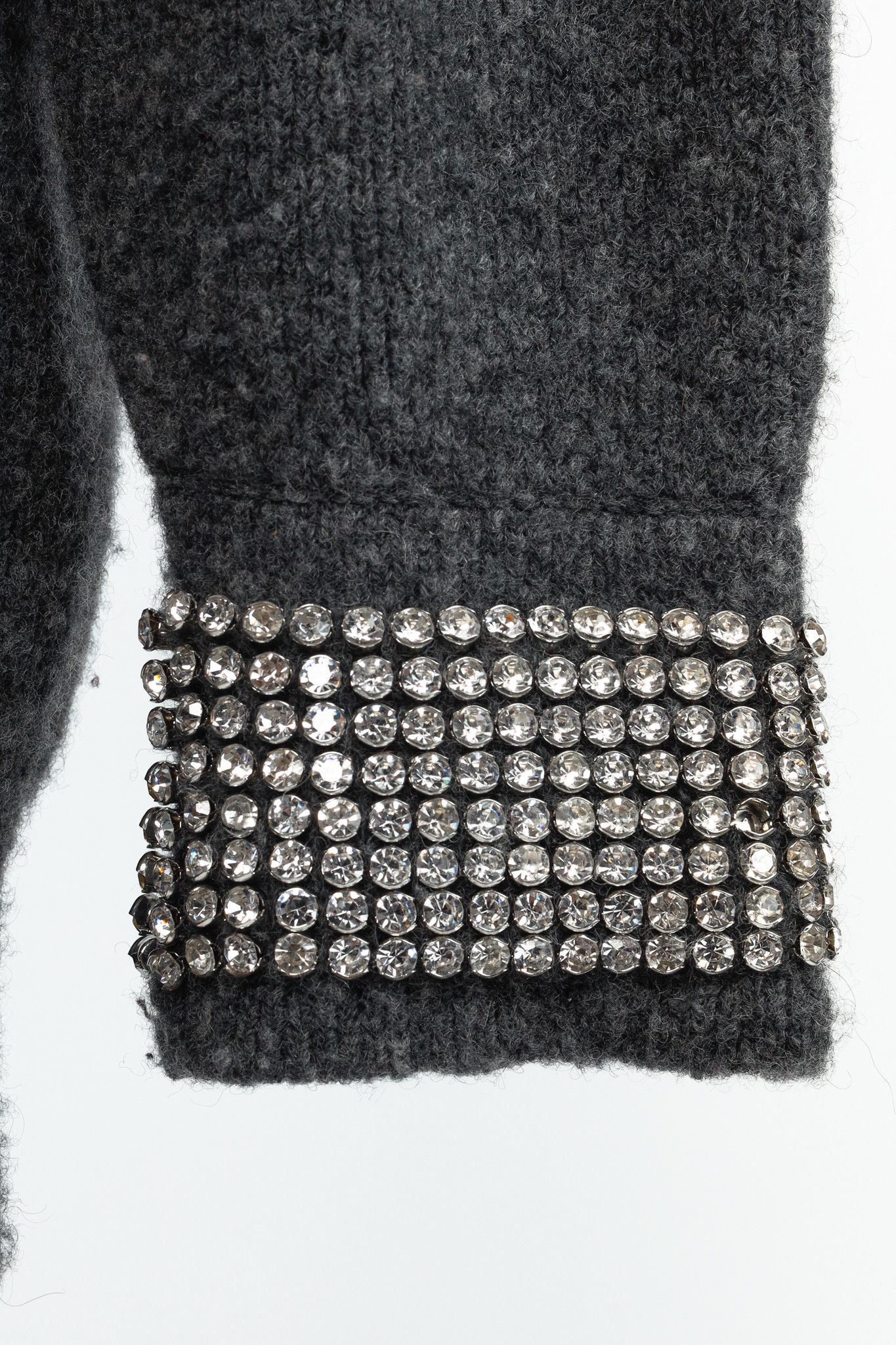 Alexander Wang Alexander Wang Charcoal Wool-Blend Crystal-Cuff Cardigan Size XL / US 12-14 / IT 48-50 - 7 Thumbnail