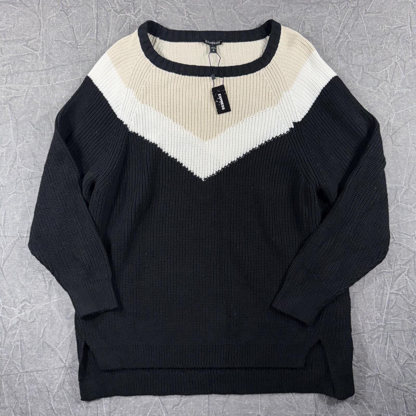 Express Express Sweater Women's M Black White NWT Chevron Oversized Size M / US 6-8 / IT 42-44 - 2 Thumbnail
