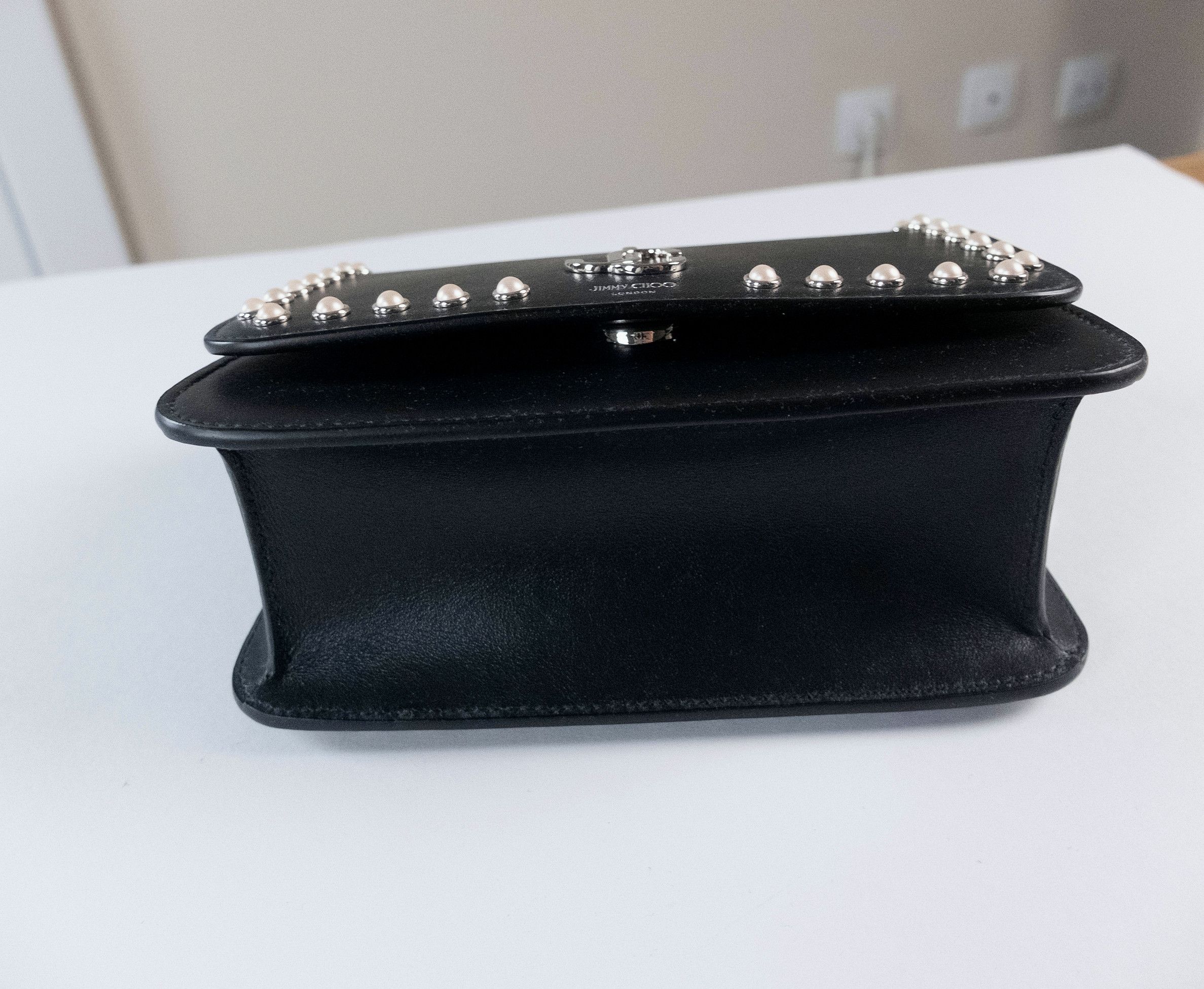 Jimmy Choo JIMMY CHOO JC Top Handle small black leather bag w pearls Size ONE SIZE - 8 Thumbnail