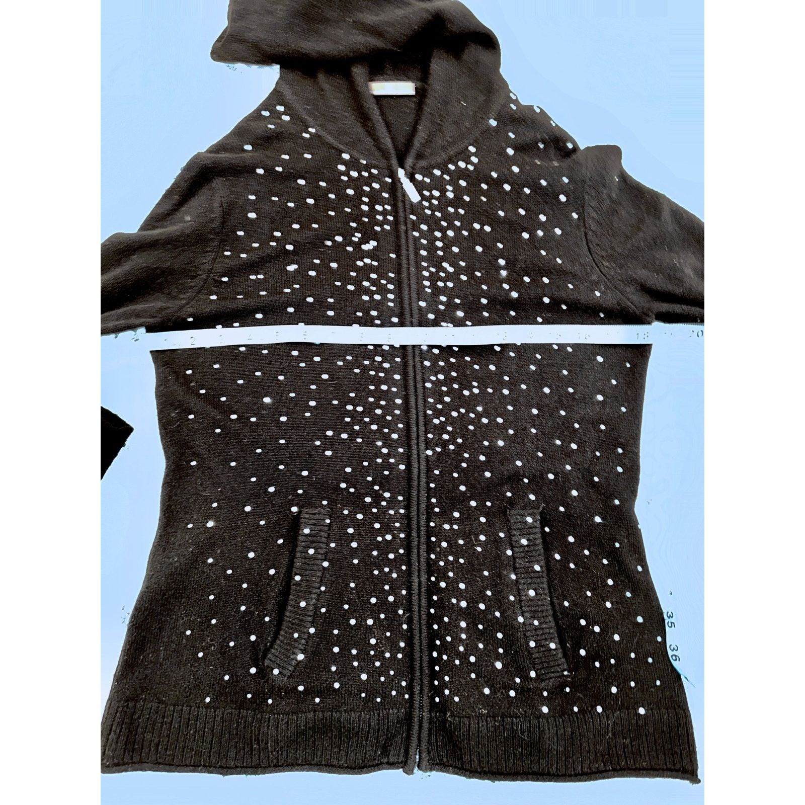 Other VINTAGE BLACK 100% CASHMERE RHINESTONE HOODIE S SUPER LUXE! Size S / US 4 / IT 40 - 7 Thumbnail