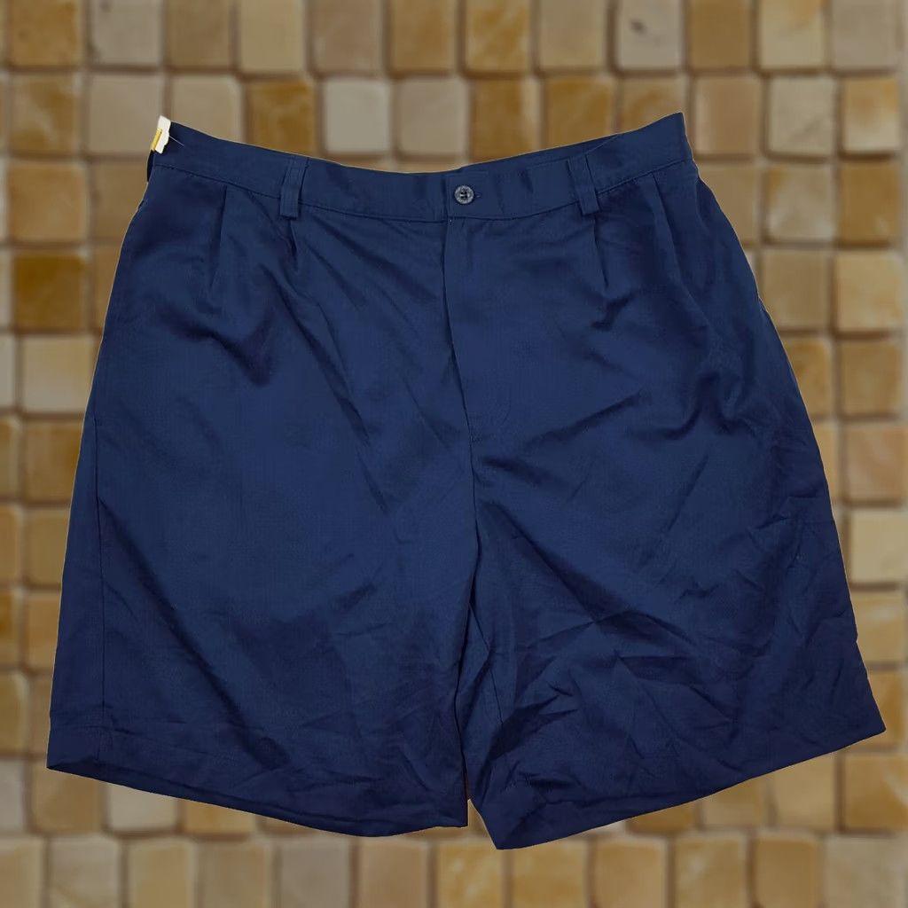 Spalding VINTAGE Spalding Golf Navy Blue Pleated Front Men's 35 Chino Shorts Size US 35 - 1 Thumbnail