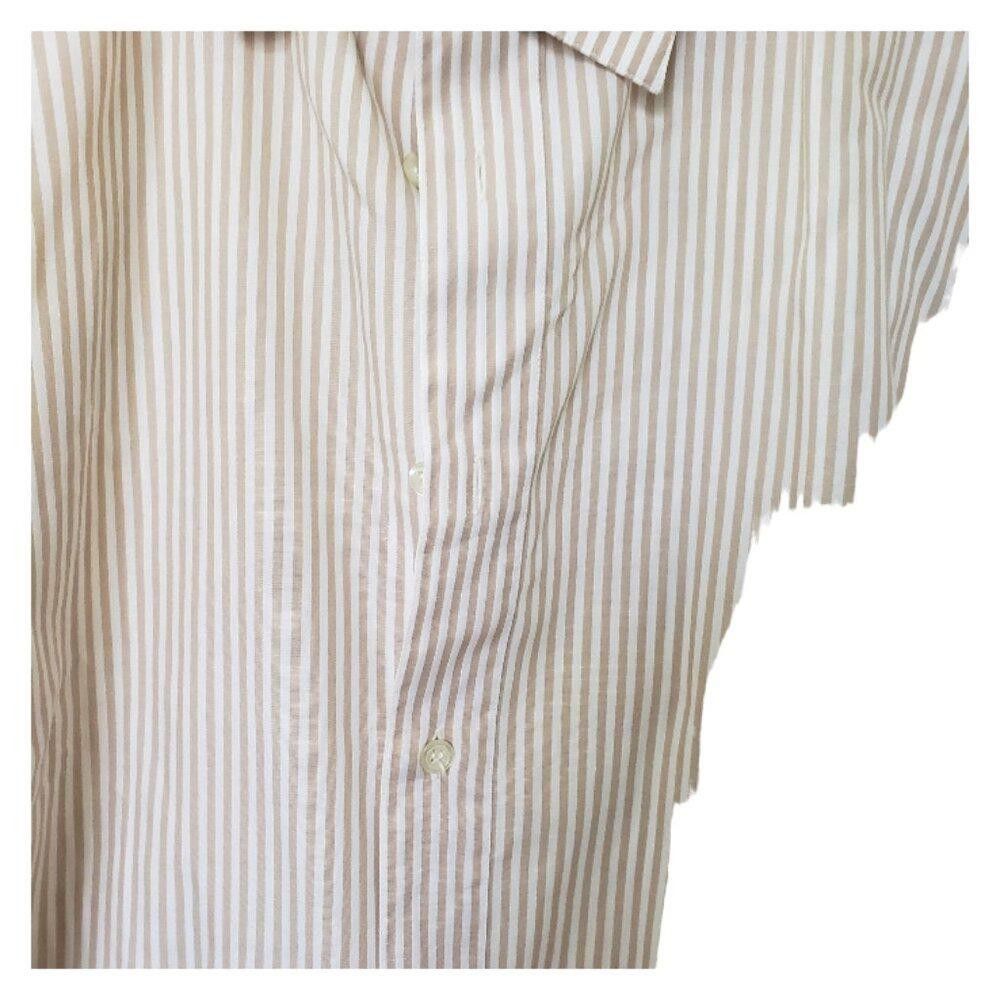 Designer CT1551 Ascot Men's Tan & white Striped Shirt 17/43 Size 38R - 2 Thumbnail