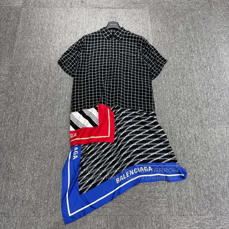 Balenciaga Balenciaga Patchwork mulberry silk short-sleeve shirt Size XXS / US 00 / IT 34 - 1 Thumbnail
