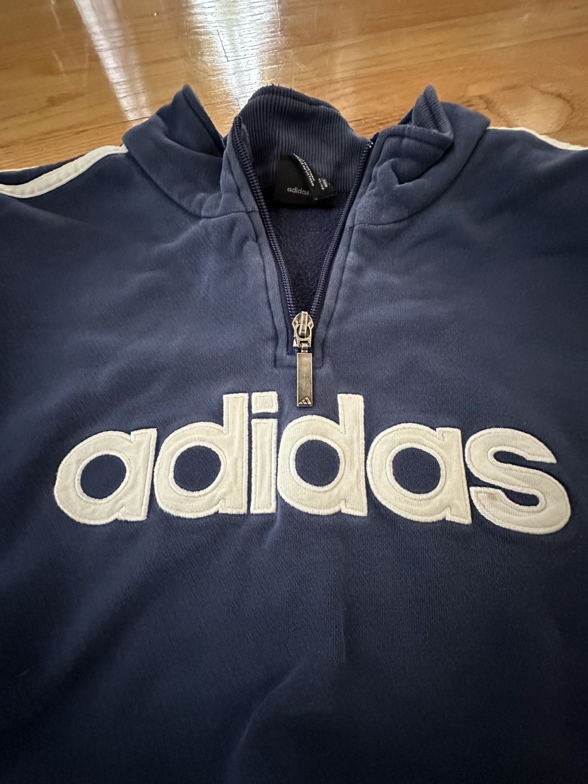 Adidas Blue Adidas Half Zip Size US XL / EU 56 / 4 - 4 Thumbnail