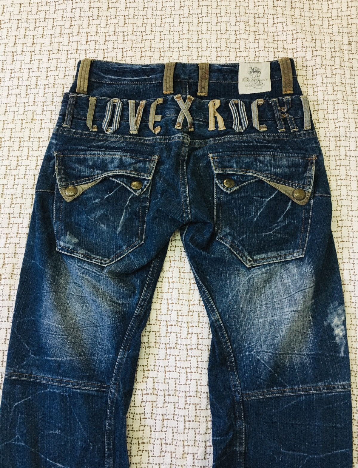 Japanese Brand × PPFM Dominate Love Rock Double Waist Handcrafted Jeans (17) Size US 32 / EU 48 - 14 Thumbnail