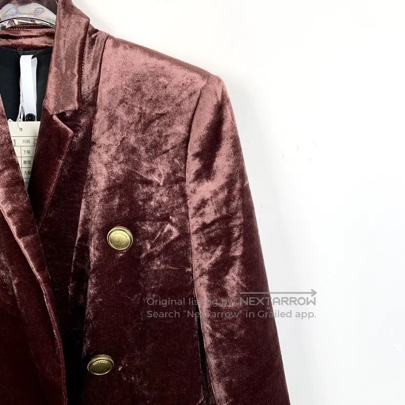 Brunello Cucinelli Brunello Cucinelli Burgundy velvet cotton lapel double-bre Size XS / US 0-2 / IT 36-38 - 3 Thumbnail