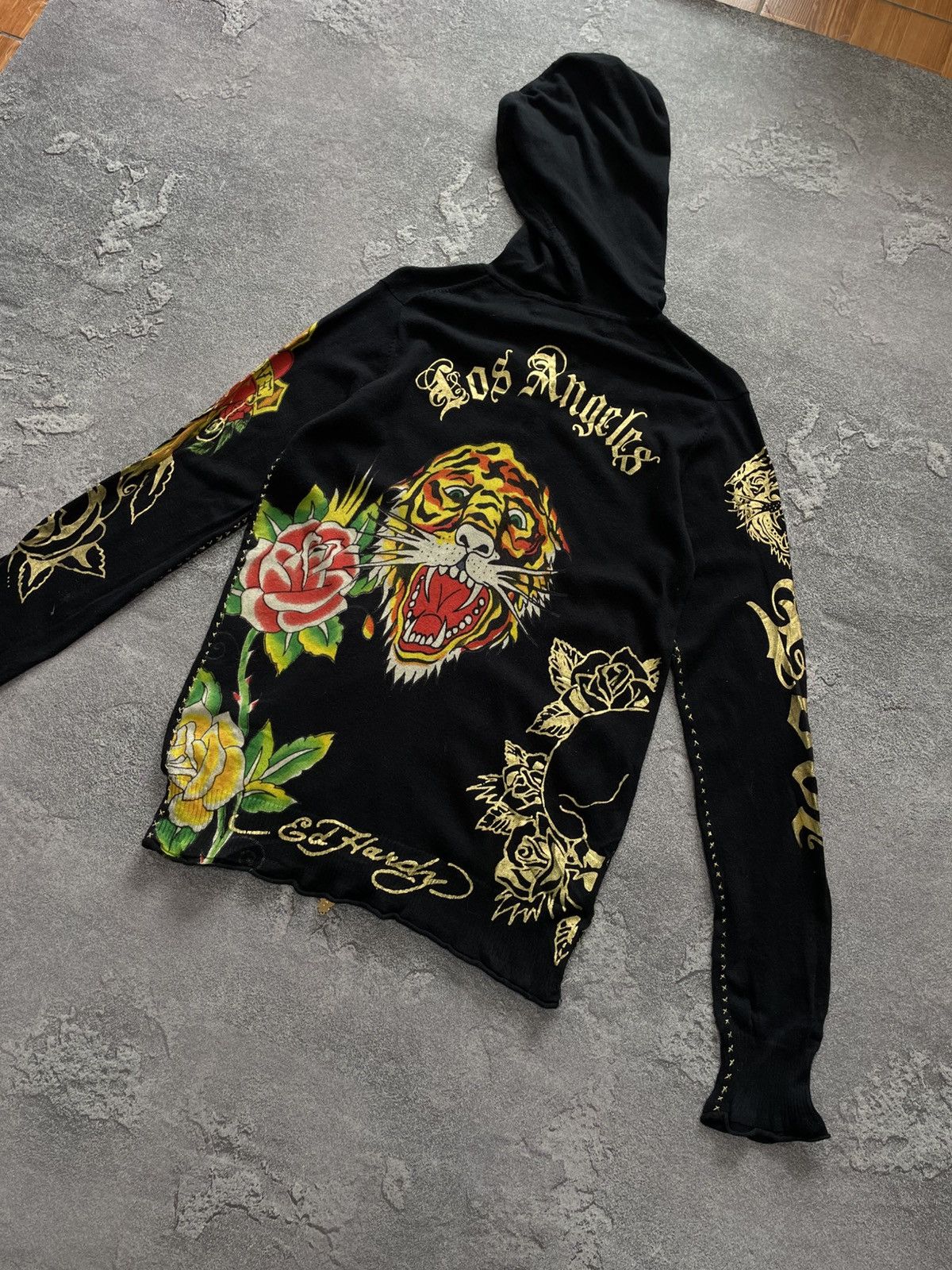 Ed Hardy VTG Ed Hardy Black Roses And Tiger Tattoo Logo Zip Hoodie Size M / US 6-8 / IT 42-44 - 11 Thumbnail