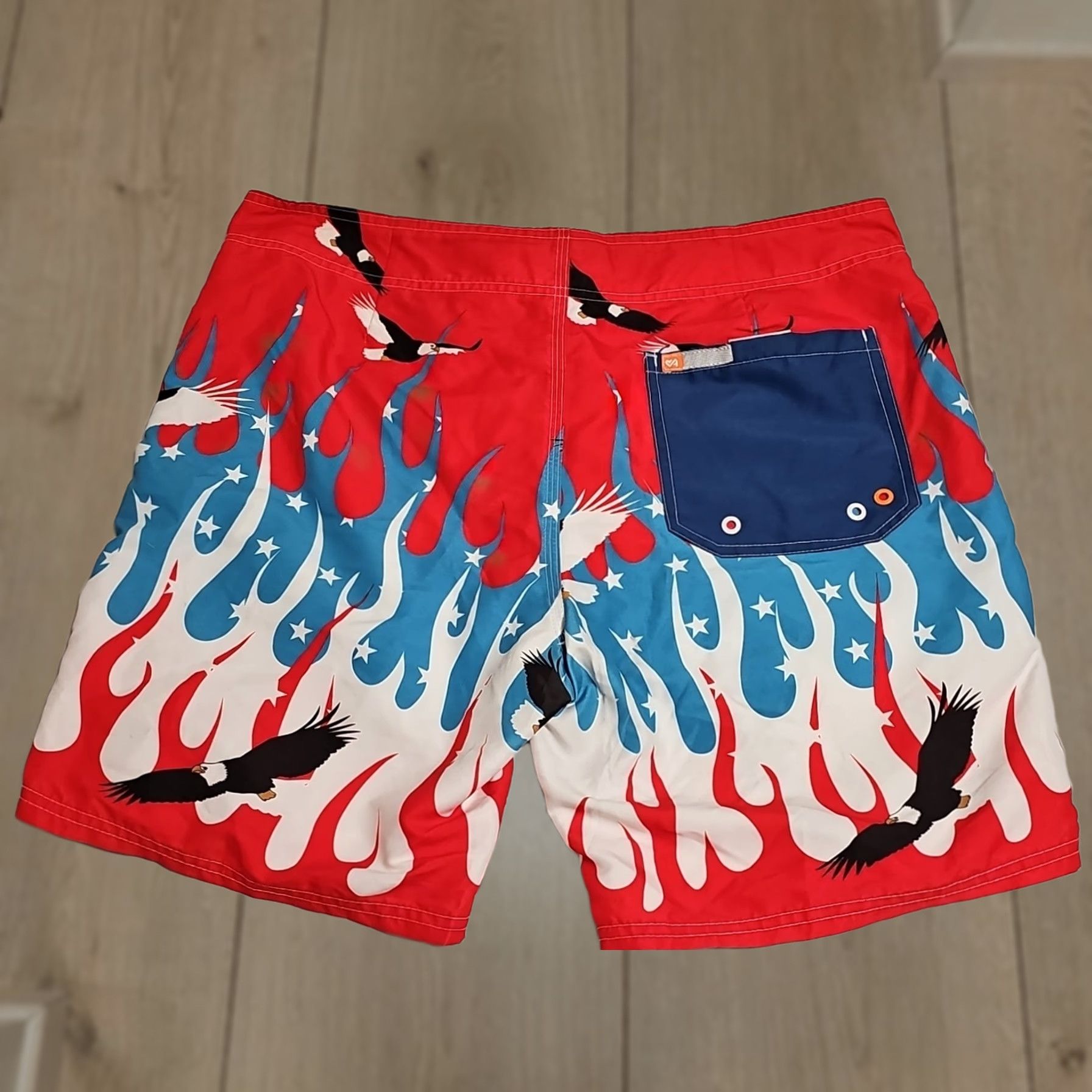 Other × Vintage Blue red sicko born from pain ss20 swim trunks