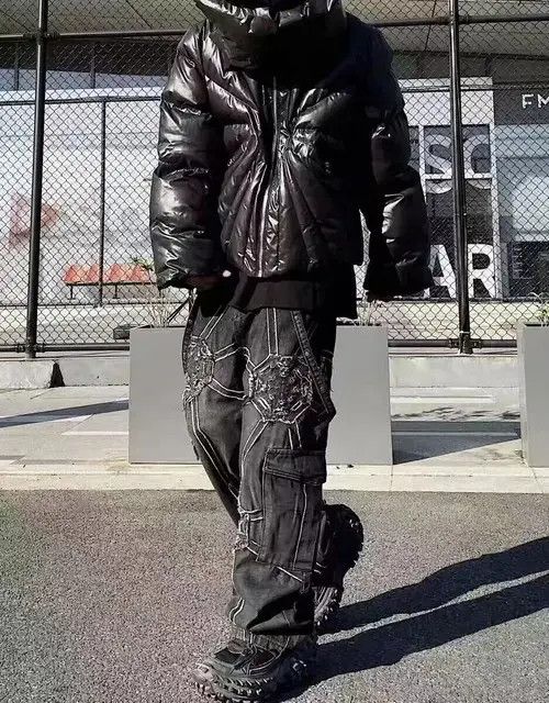 Japanese Brand Black heavyweight street hip hop bootcut jeans Size US 32 / EU 48 - 7 Thumbnail
