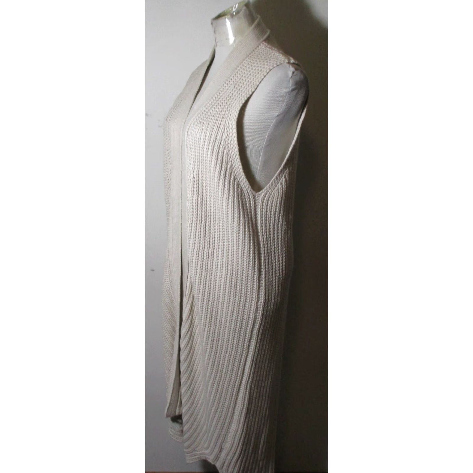 Vintage OAK & FORT Women's Beige Cotton Sleeveless Duster Vest Size XS Casual Classic Style Size XS / US 0-2 / IT 36-38 - 4 Thumbnail