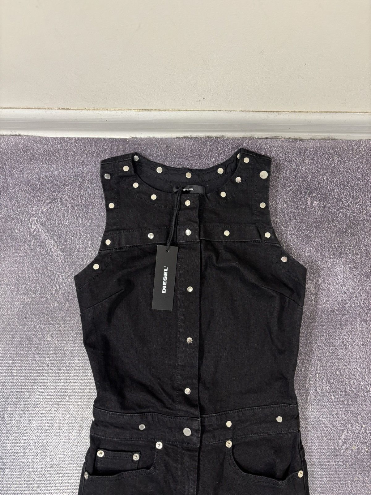 Diesel Diesel De-Berry Tuta NWT Women’s Black Studded Jumpsuit Size 24" / US 00 / IT 34 - 8 Thumbnail