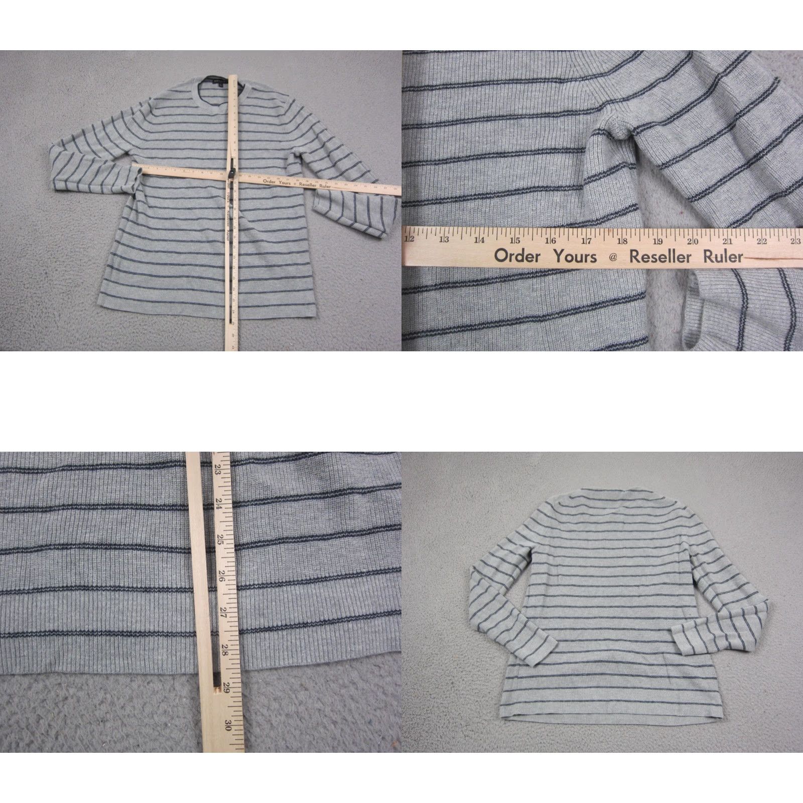 Banana Republic Banana Republic Sweater Shirt Womens Large Gray Blue Striped Wool Blend Knit Crewneck Pullover 90s City Classic Designer Size S / US 4 / IT 40 - 8 Thumbnail