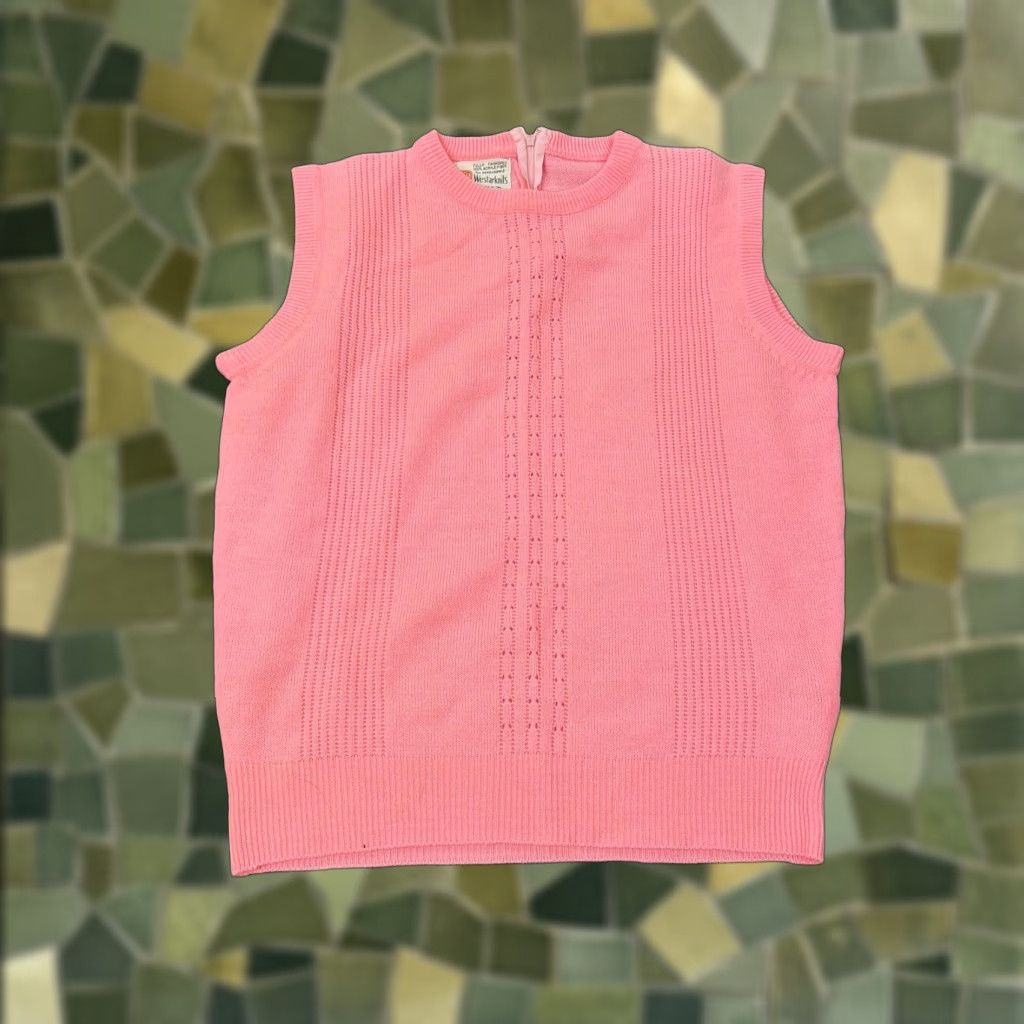 Pinko VINTAGE Westarknits Sweater Vest Womens 34 Pink Knit Acrylic Back Zip 60s 70s Size XXS / US 00 / IT 34 - 1 Thumbnail