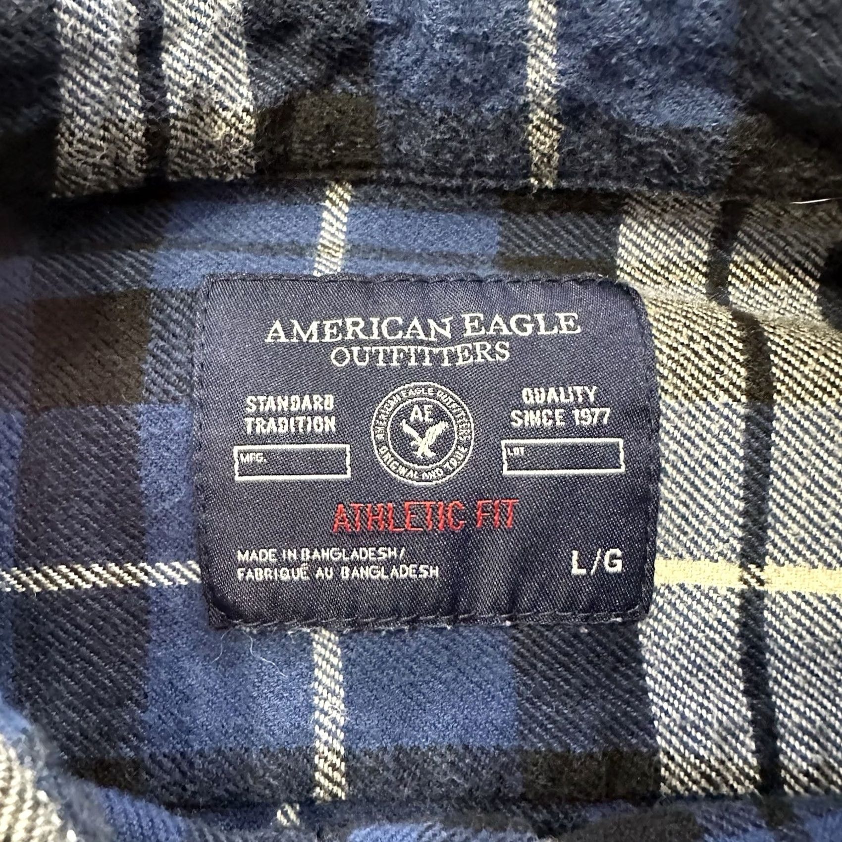 American Eagle Outfitters American Eagle Outfitters Flannel Shirt Mens L Blue AE Athletic Regular Fit Button-Up Casual Shirt Size US L / EU 52-54 / 3 - 3 Thumbnail
