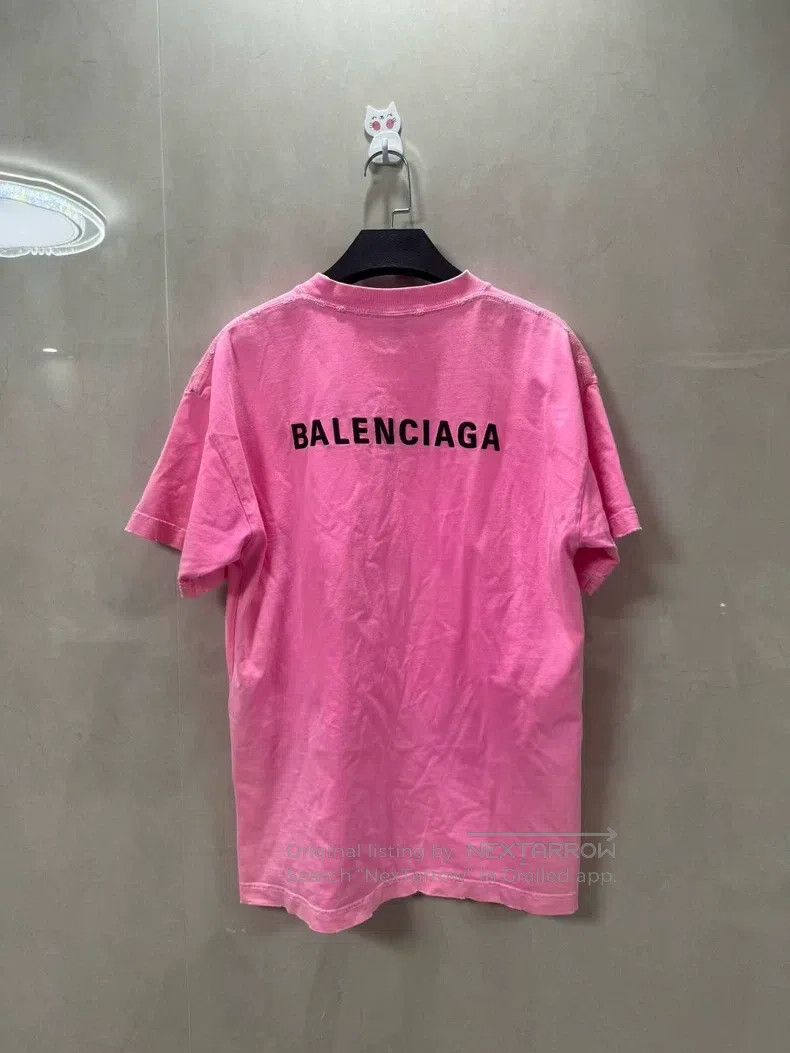 Balenciaga Balenciaga Washed Pink Distressed Letter Short Sleeve Size US S / EU 44-46 / 1 - 2 Thumbnail