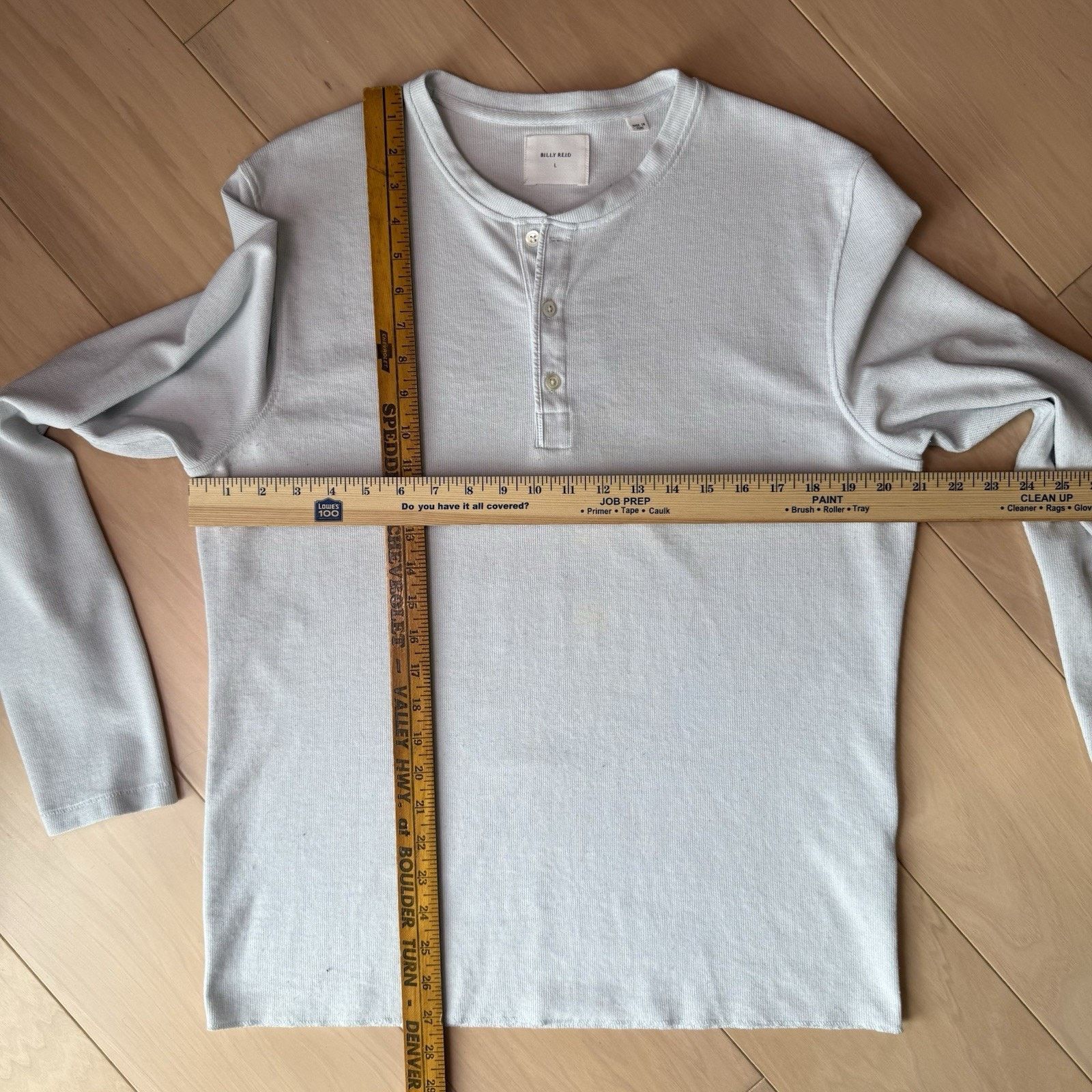 Billy Reid Billy Reid Henley Shirt L Gray Blue Tint Long Sleeve Cotton Size US L / EU 52-54 / 3 - 2 Thumbnail
