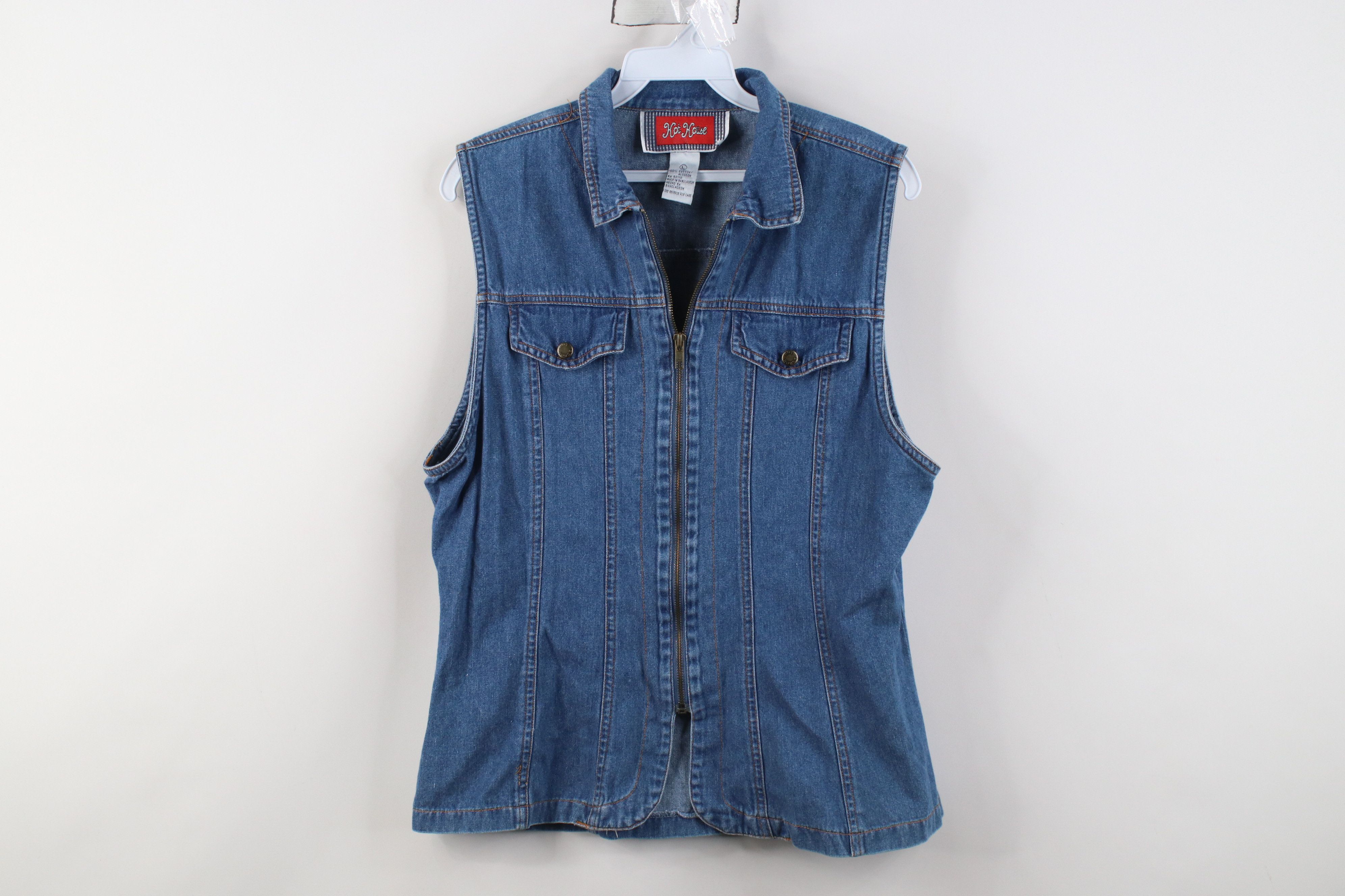 Vintage Vintage 90s Y2K Babydoll Full Zip Denim Jean Vest Jacket Size L / US 10 / IT 46 - 1 Thumbnail