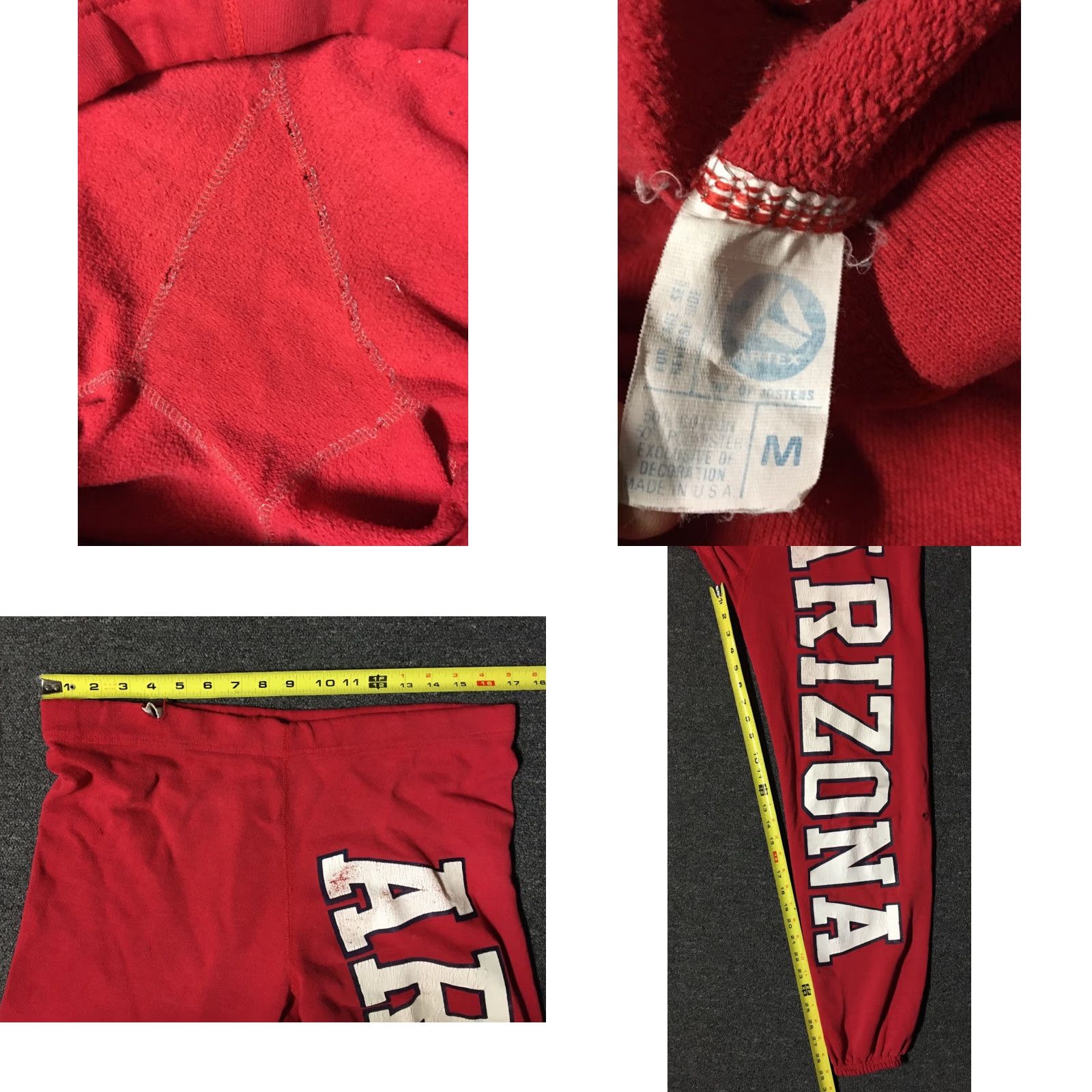 Vintage VINTAGE University Arizona Distressed Sweatpants M USA Artex Sweatpants Mens Red 80s Grunge School Track ASU Wildcats Size US 31 - 8 Thumbnail