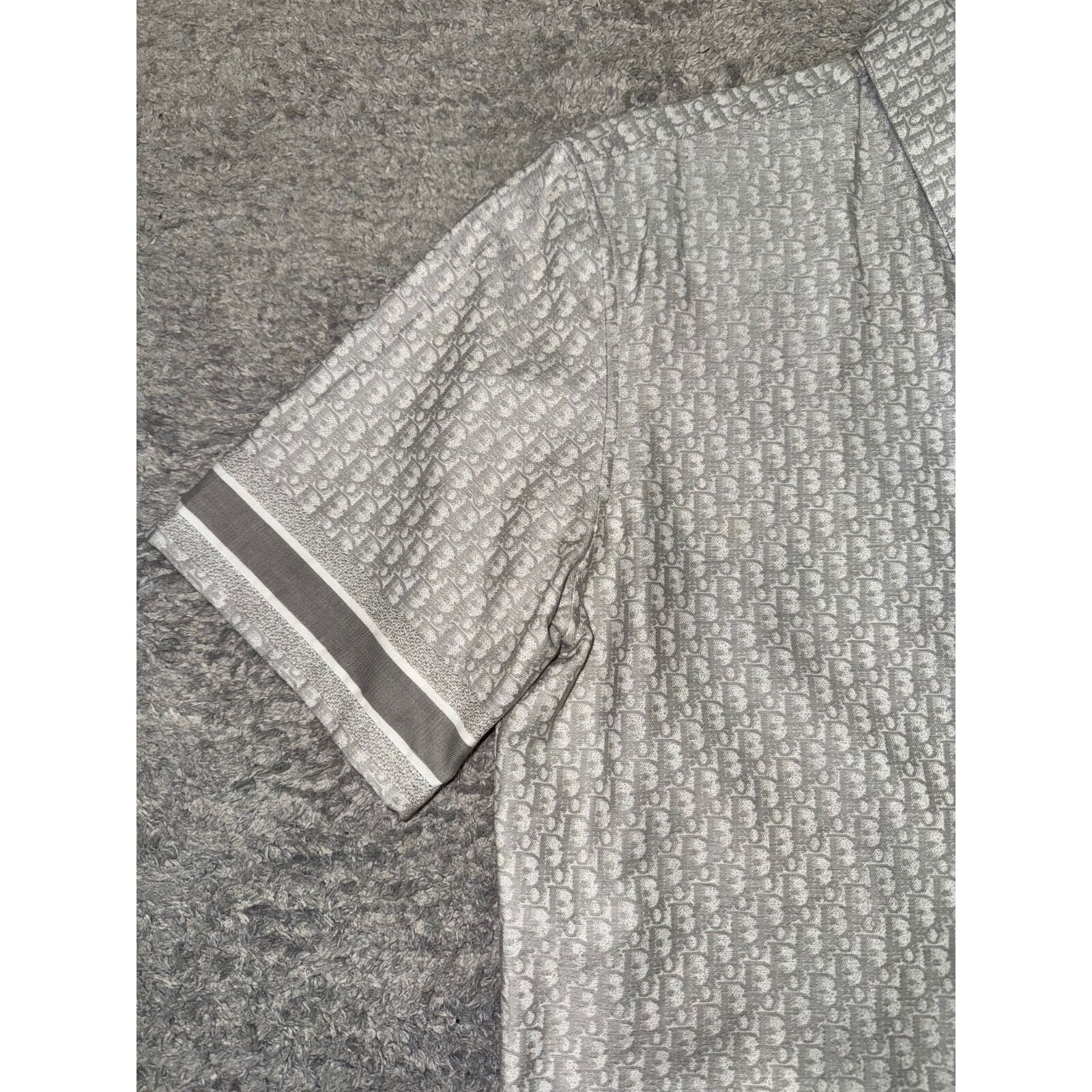 Dior Dior Oblique Grey Logo Cotton Jacquard Short Sleeve Size US M / EU 48-50 / 2 - 14 Thumbnail