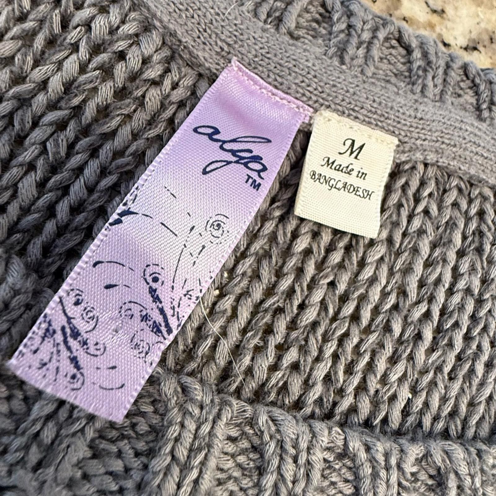 1017 ALYX 9SM Alya gray long sleeve knit sweater elbow patches SZ M Size M / US 6-8 / IT 42-44 - 6 Thumbnail