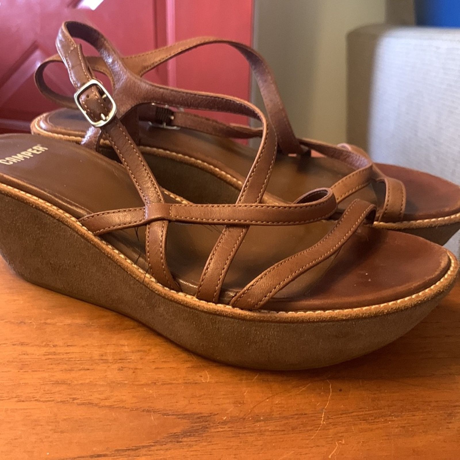 Camper Camper Spain brown strappy wedge platform sandals Size US 8 / IT 38 - 6 Thumbnail