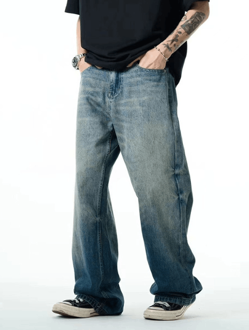 Japanese Brand × Jean Blue washed distressed American high street loose jeans Size US 32 / EU 48 - 2 Thumbnail