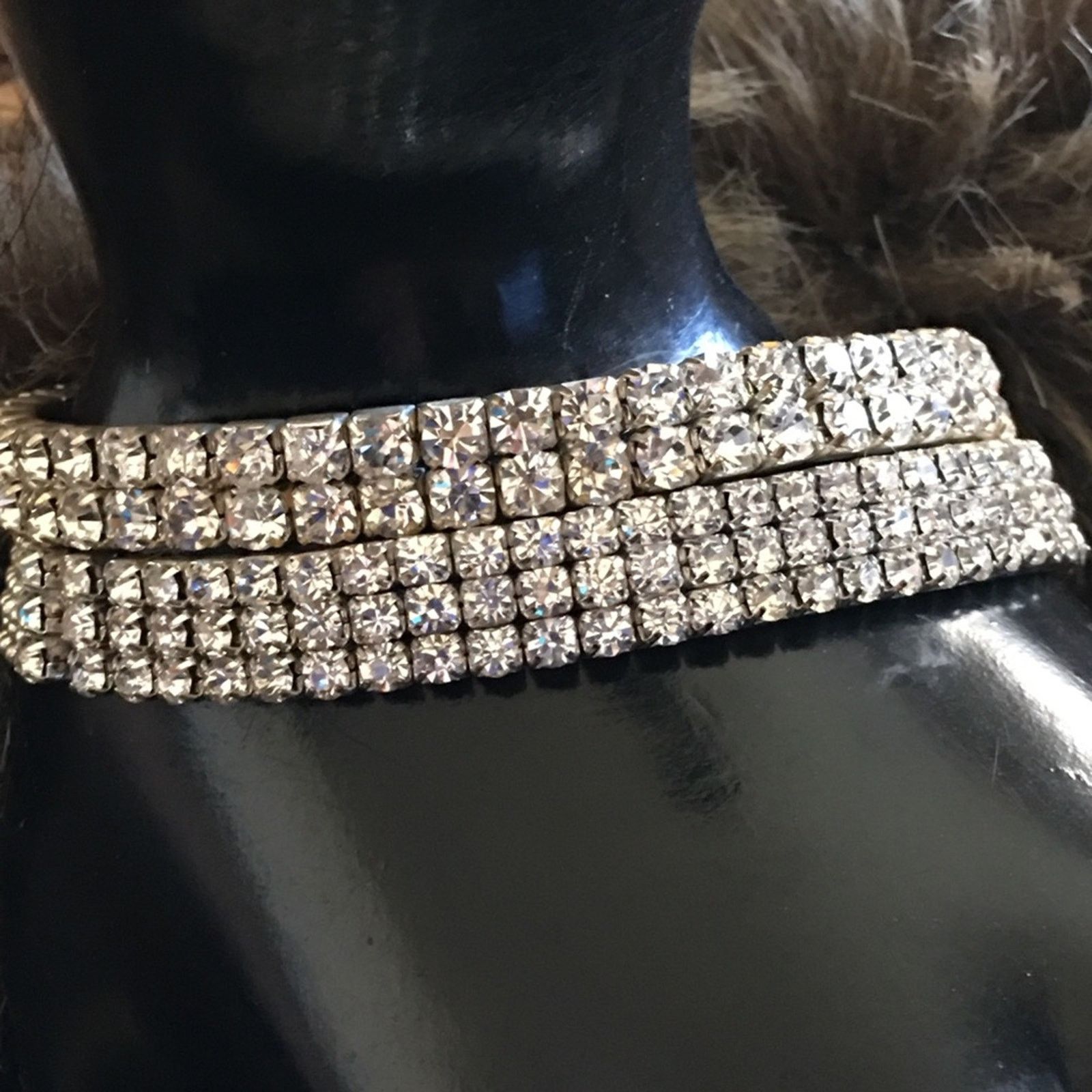 Vintage Vintage set of two rhinestone stretch bracelets Size ONE SIZE - 6 Thumbnail
