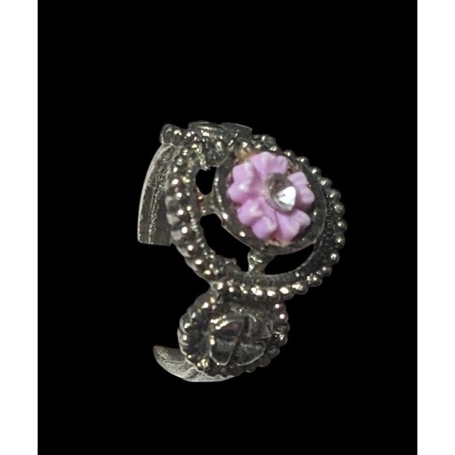Other Purple Floral And Silver Tone Fashion Ring Size 4 1/2 Size ONE SIZE - 7 Thumbnail