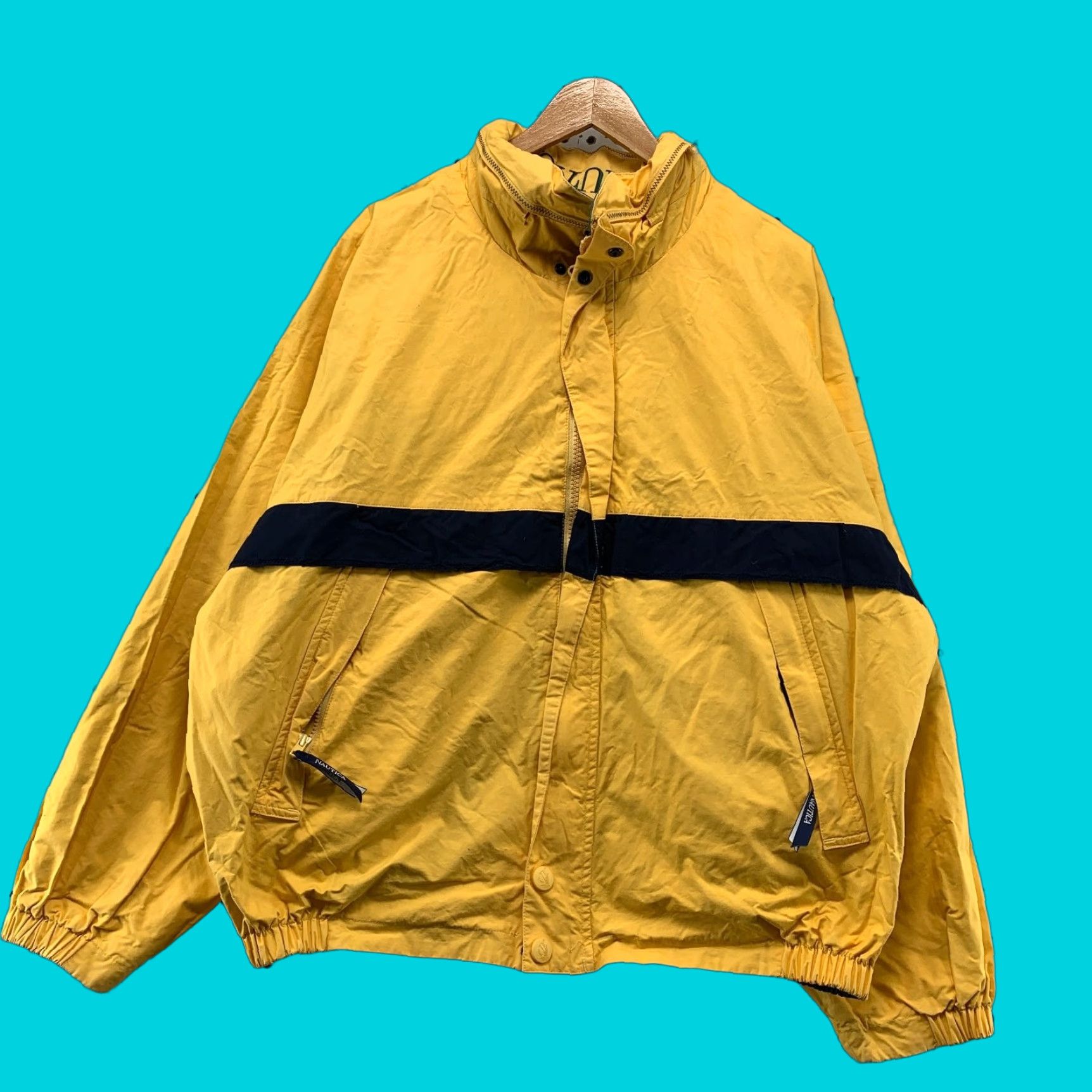 Nautica VINTAGE Nautica Reversible Jacket Mens XL Green Yellow Nautical Lightweight Size US XL / EU 56 / 4 - 1 Thumbnail