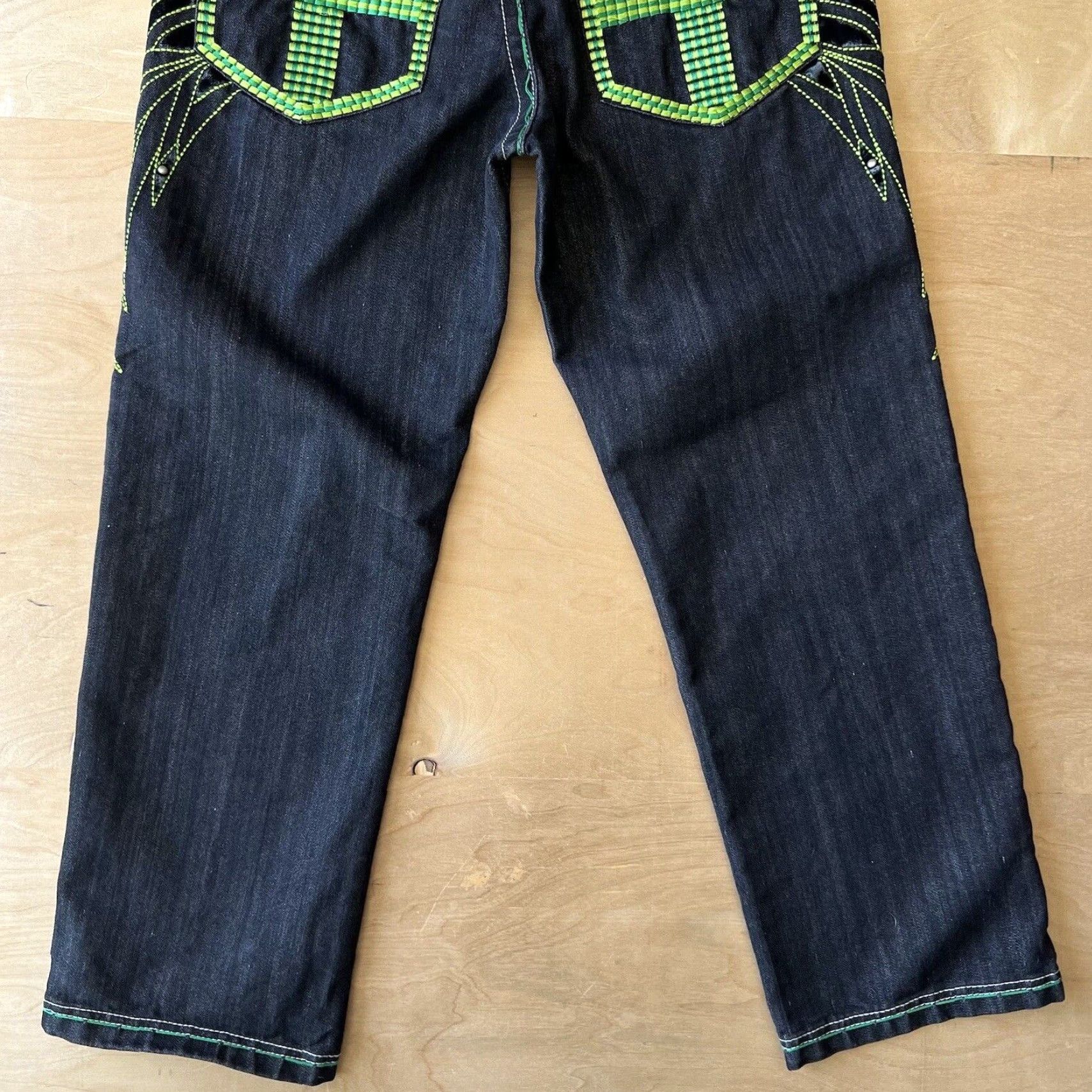 Denime VINTAGE Levi's Silvertab Jeans 33 Black Green Baggy Denim Grunge Skater 90s Mens Leather Patch 5-Pocket USA Western Size US 33 - 7 Thumbnail