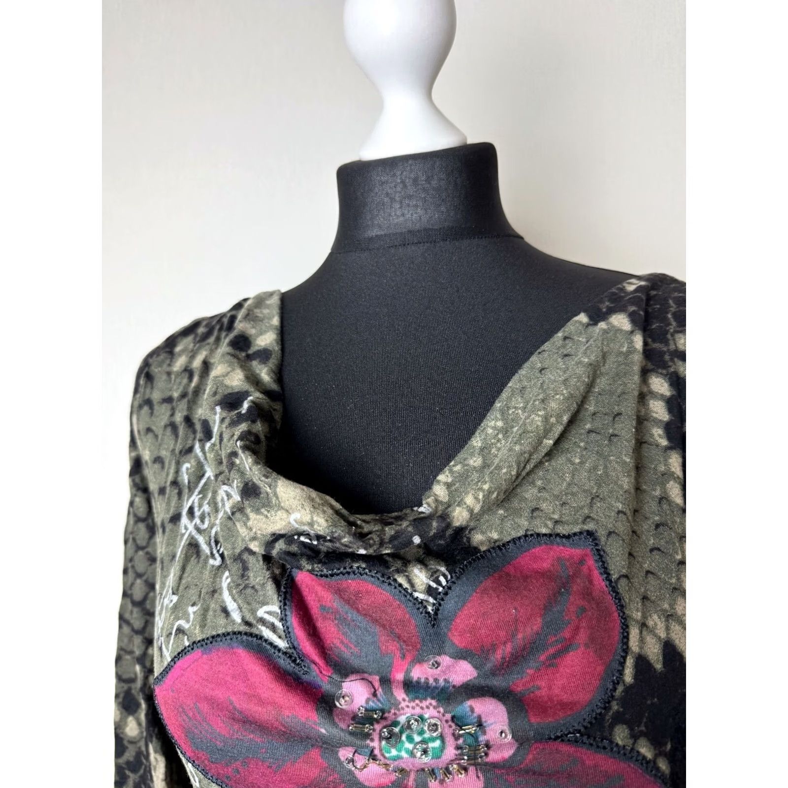 Desigual Desigual Womens Long Sleeve Shirt M Brown Cotton T-Shirt Size M / US 6-8 / IT 42-44 - 3 Thumbnail