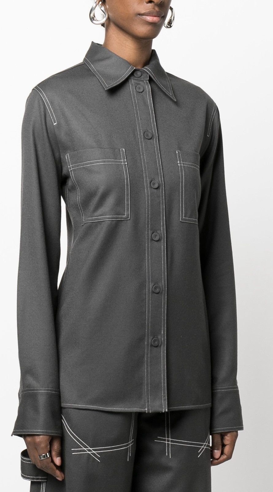 Stella McCartney STELLA MCCARTNEY Pointed Collar Flannel Shirt IT 38 NWT Size XS / US 0-2 / IT 36-38 - 2 Thumbnail