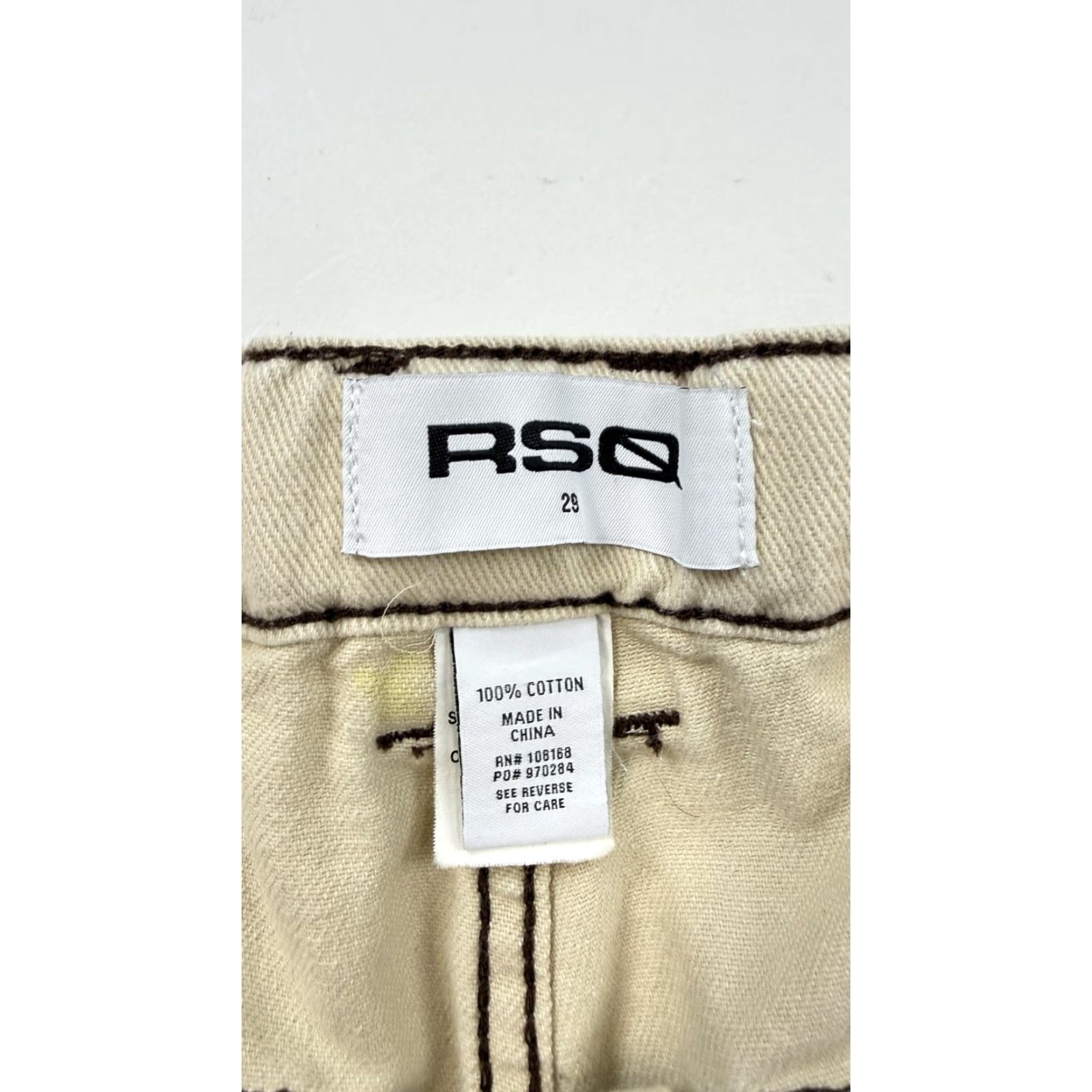 Rsq RSQ Cargo Pants Womens 29 Beige 100% Cotton Wide Leg Utility Pockets Casual Size 29" - 4 Thumbnail