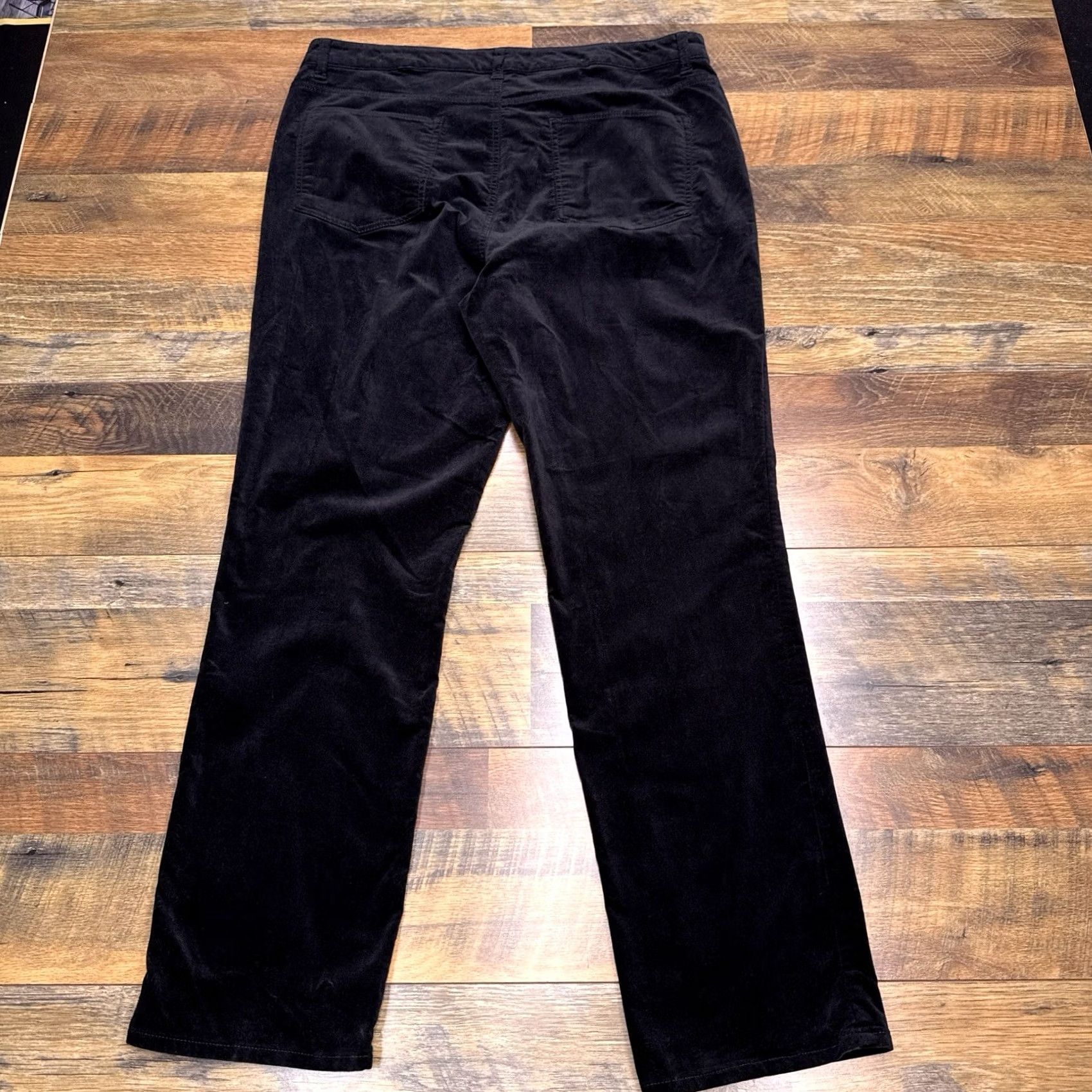 Talbots Talbots Velvet High Waist Straight Leg Pants 16 Black Stretch Size 38" / US 16 / IT 52 - 3 Thumbnail