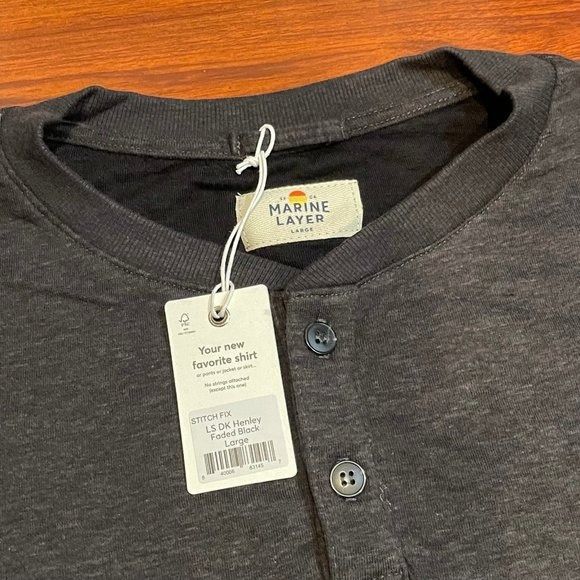 Marine Layer NWT MARINE LAYER LONG SLEEVE DK HENLEY FADED BLACK T-SHIRT L Size US L / EU 52-54 / 3 - 3 Thumbnail