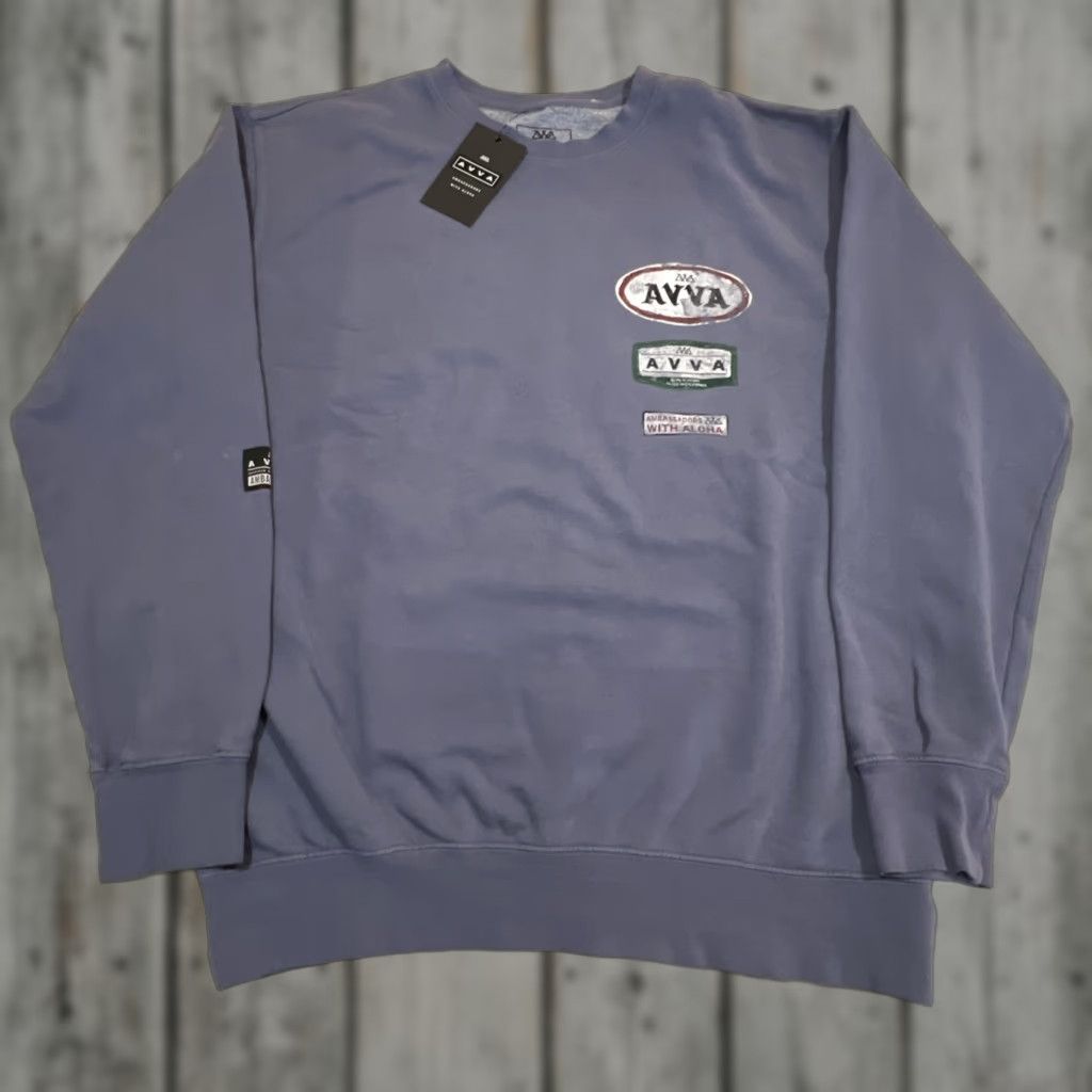 Vintage AVVA Hawaiian Sweatshirt Men Medium Pullover Amplified Service Faded Indigo NWT Size US M / EU 48-50 / 2 - 1 Thumbnail